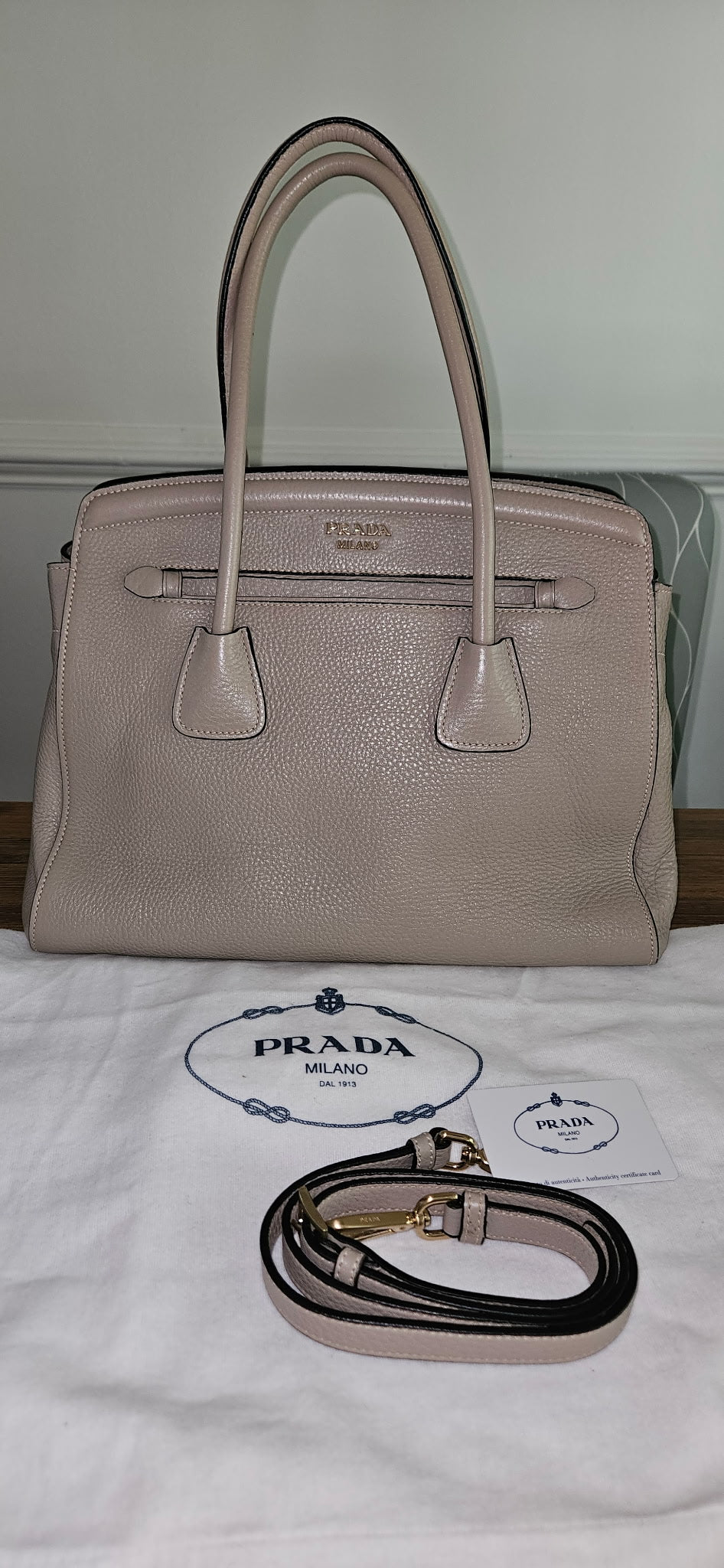 Prada Beige Leather Bag w/ authentication card