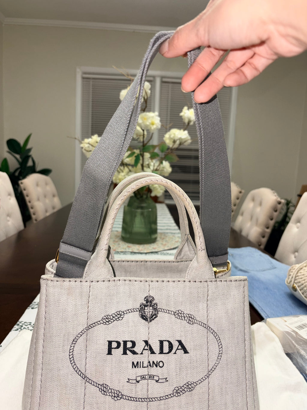 Prada Canapa Small with Sling Gray