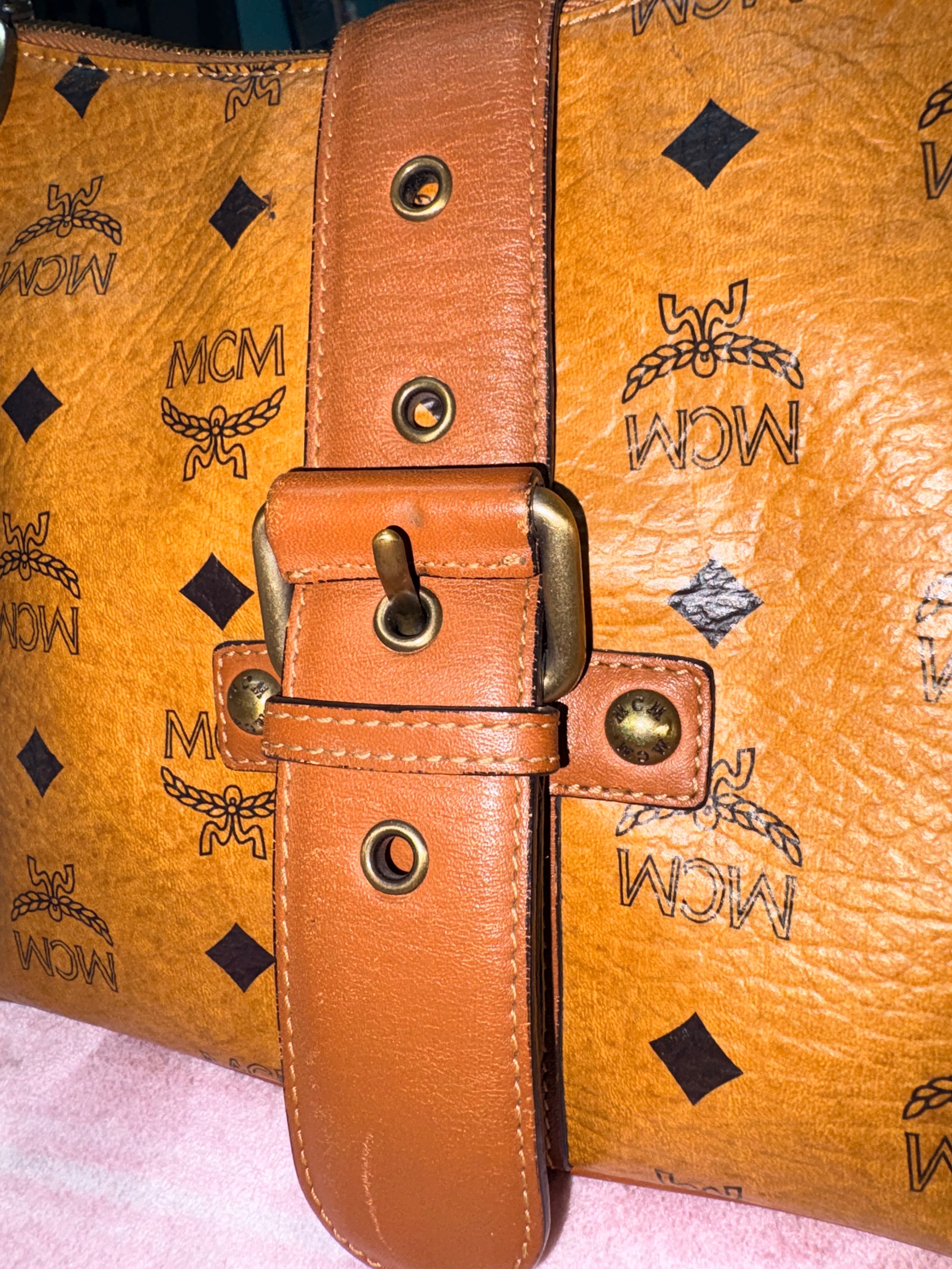 Authentic MCM Visetos Shoulder Bag Cognac Brown | Preloved Designer Handbag
