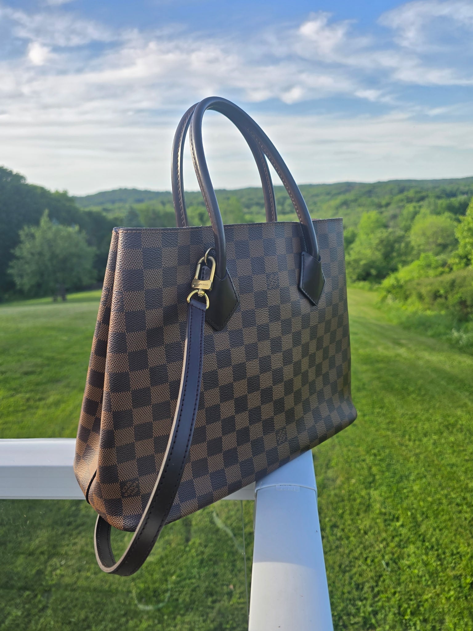 Authentic Louis Vuitton Ebene Tote Bag with Crossover/Shoulder bag Sling