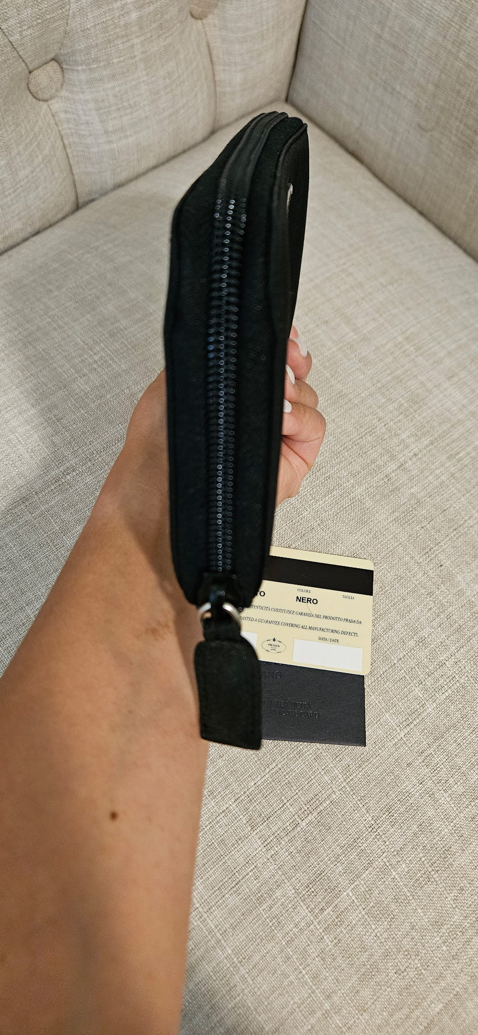 Prada Tessuto Nero Zip Around Wallet Black Nylon Continental Wallet
