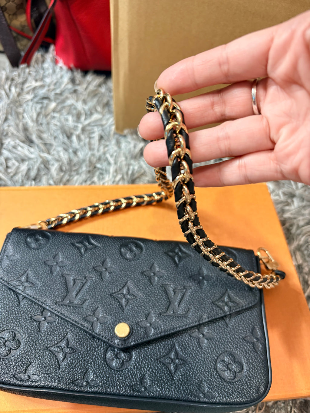 Louis Vuitton Pochette in Black Monogram Empriente Shoulder Strap