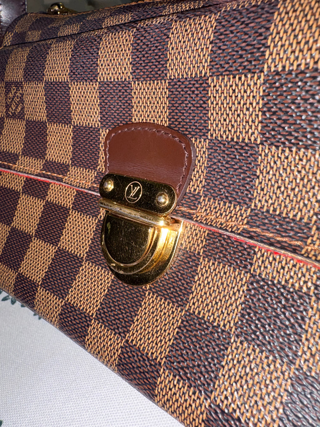 Authentic Louis Vuitton Ravello PM Damier Ebene Shoulder Bag | Classic Brown Checkered Canvas Handbag