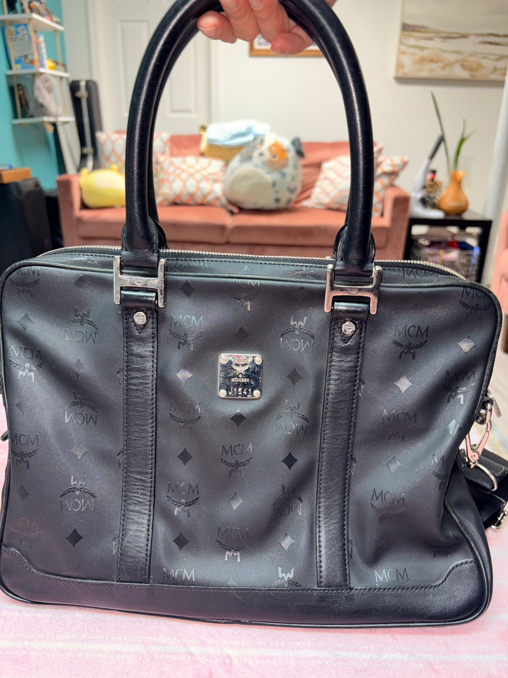 Authentic MCM Black Visetos Top Handle Satchel Bag | Preloved Luxury Designer Handbag