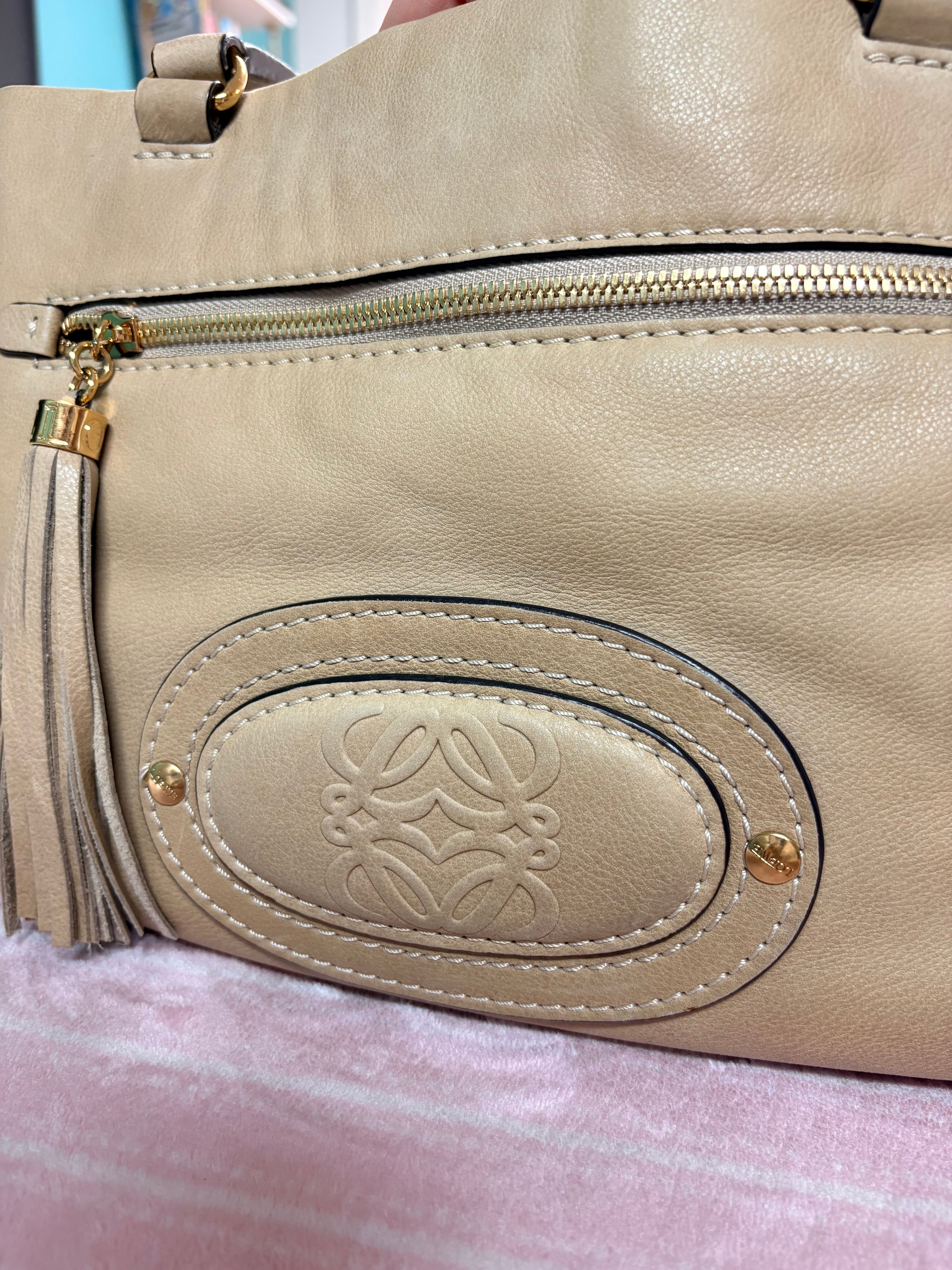 Loewe Nubuck Anagram Madrid Shoulder Bag
