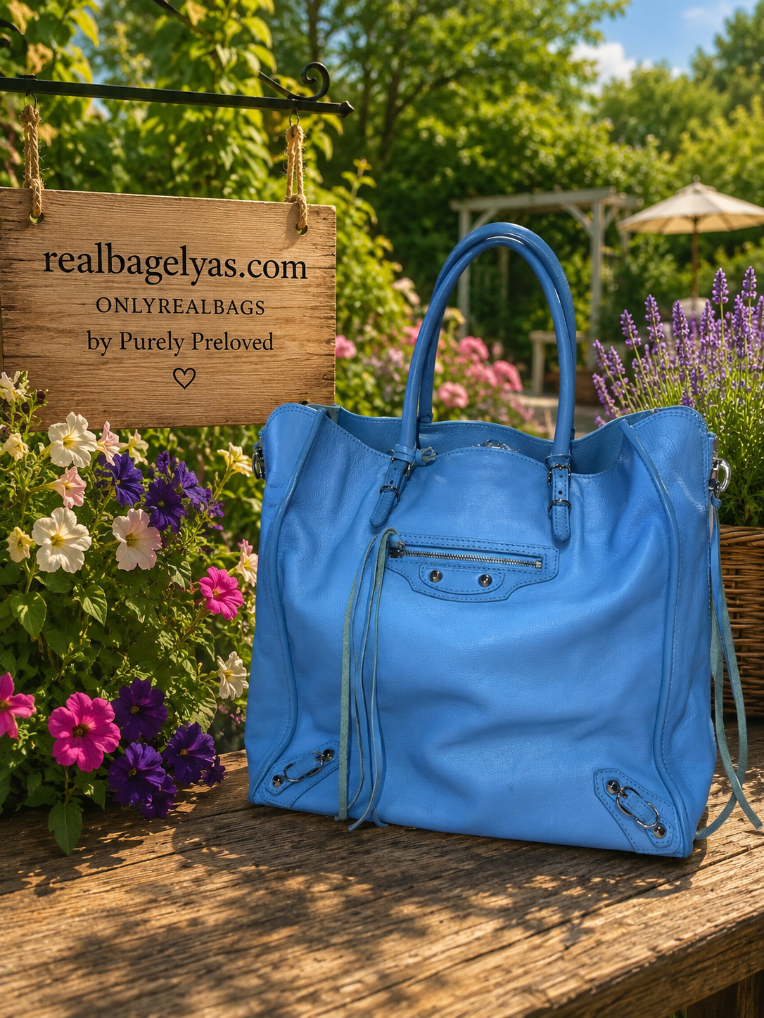 Balenciaga City Blue Satchel Bag