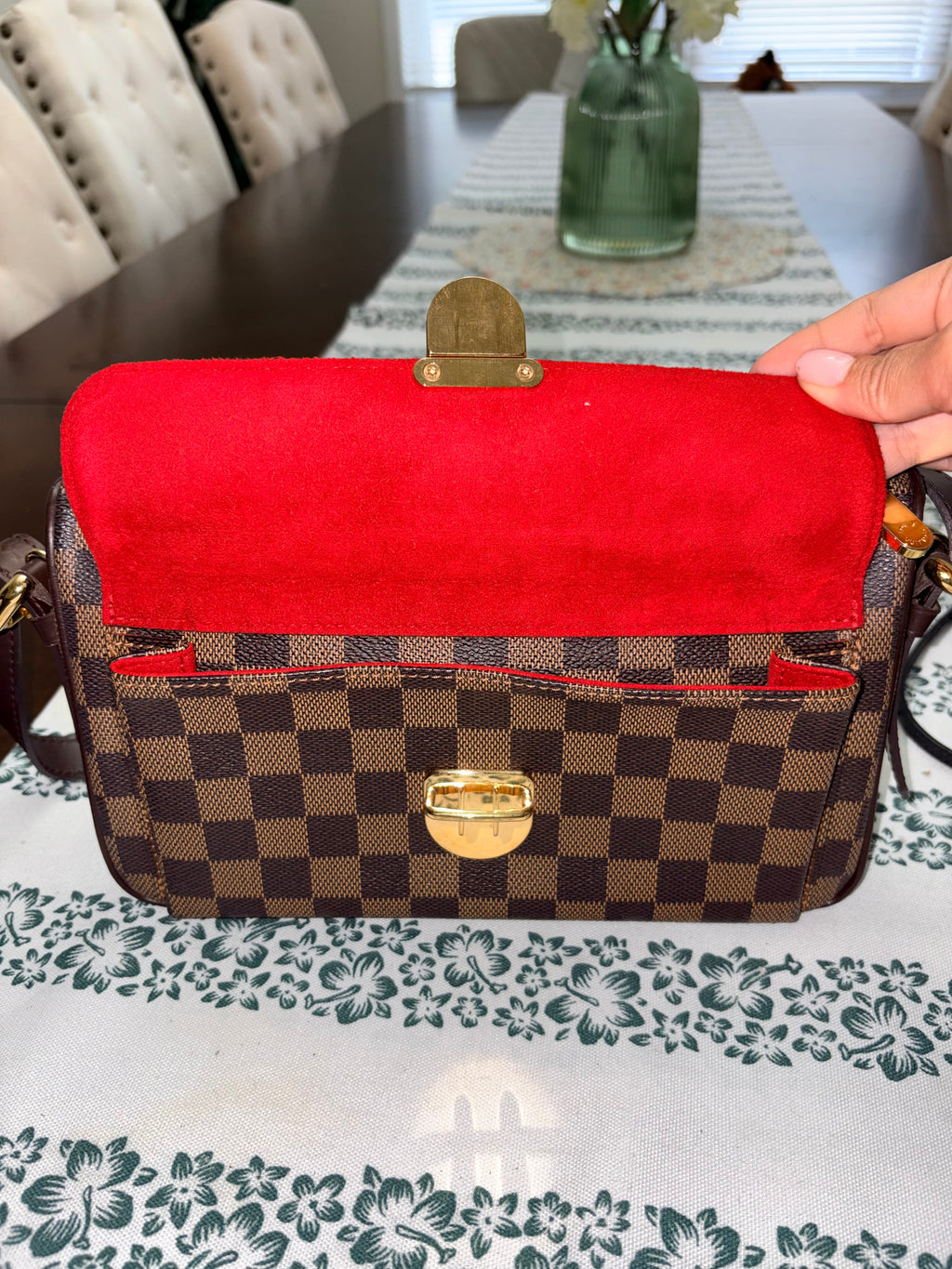 Authentic Louis Vuitton Ravello PM Damier Ebene Shoulder Bag | Classic Brown Checkered Canvas Handbag