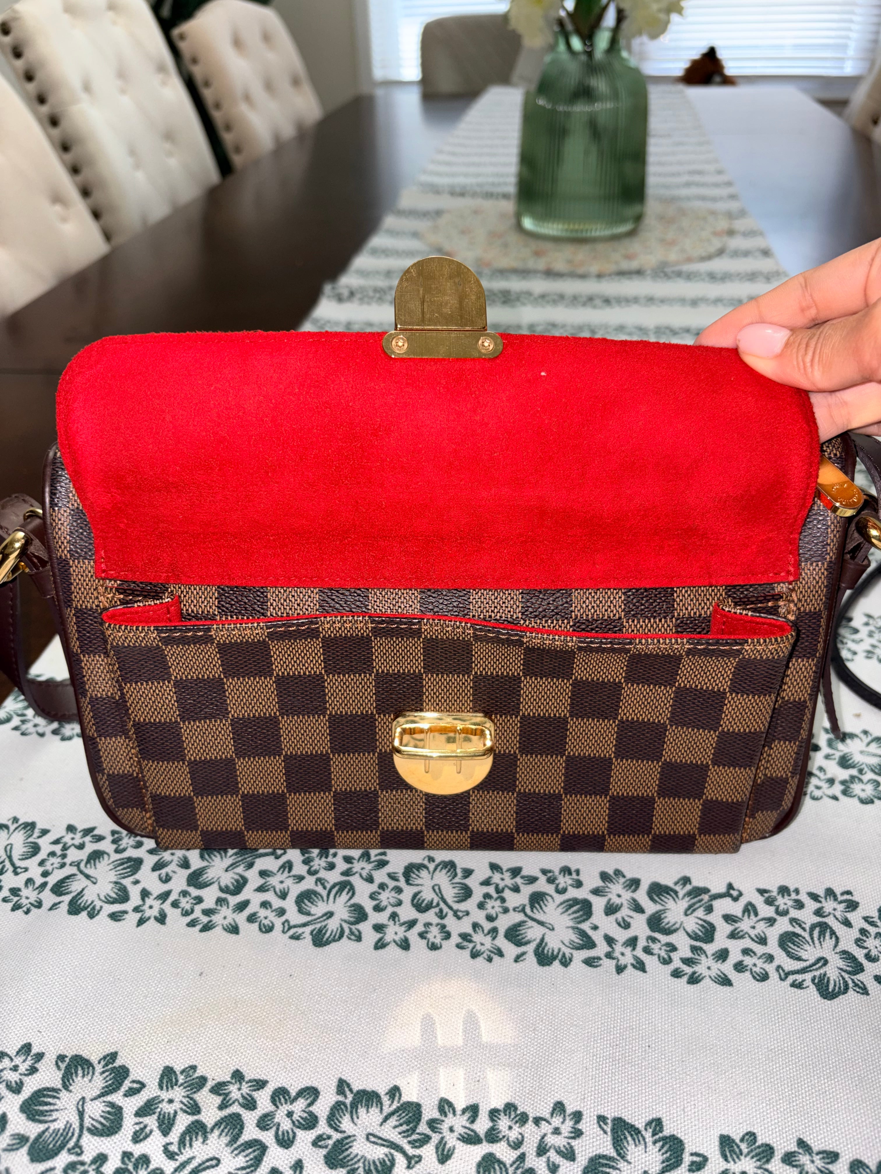 Authentic Louis Vuitton Ravello PM Damier Ebene Shoulder Bag | Classic Brown Checkered Canvas Handbag