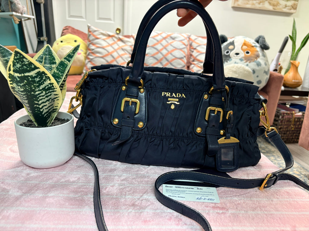Prada Gauffre Satchel Bag with Sling for Crossbody