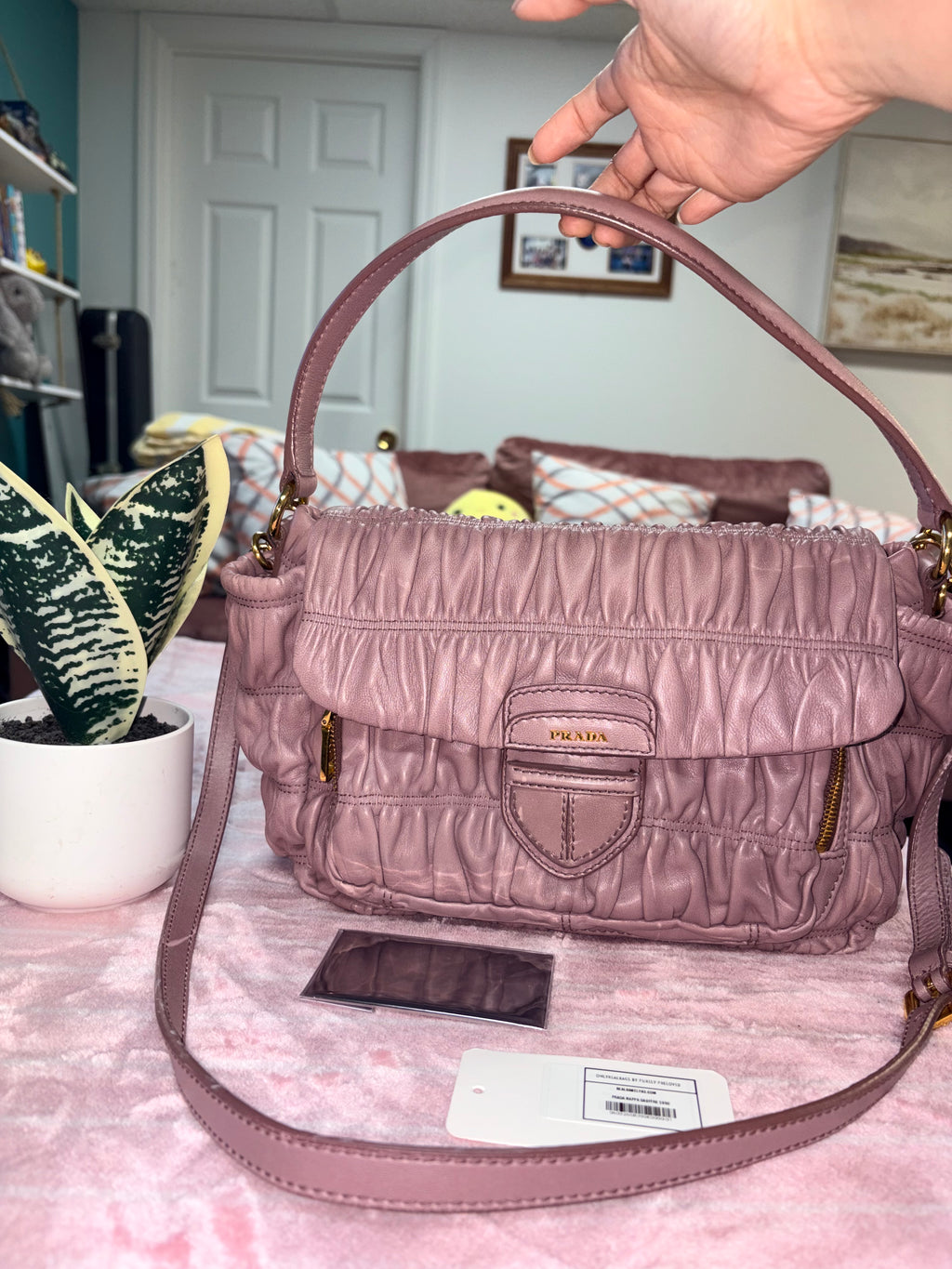 Prada Gauffre Tote Bag w/ Sling and Authentication Card