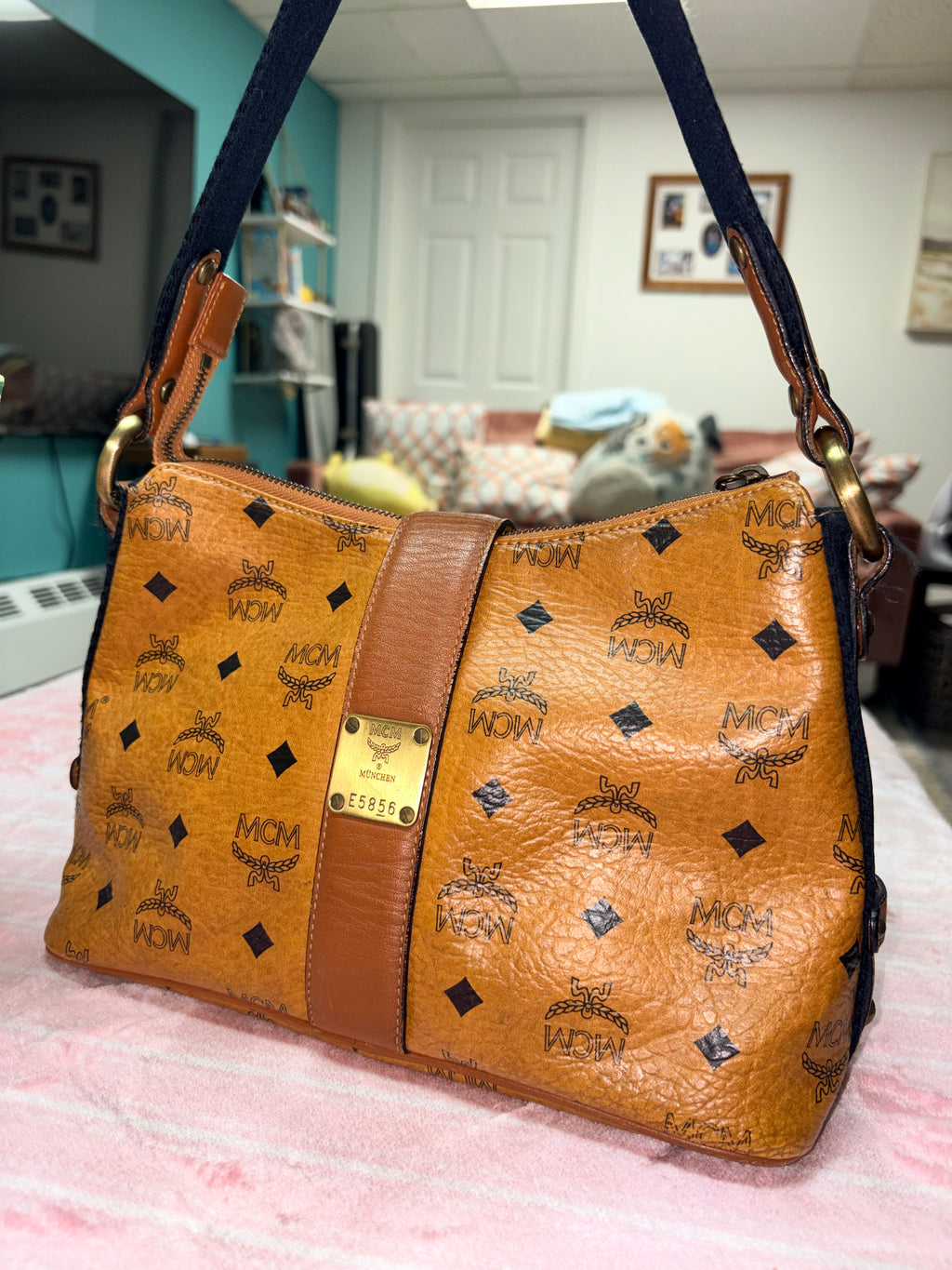 Authentic MCM Visetos Shoulder Bag Cognac Brown | Preloved Designer Handbag