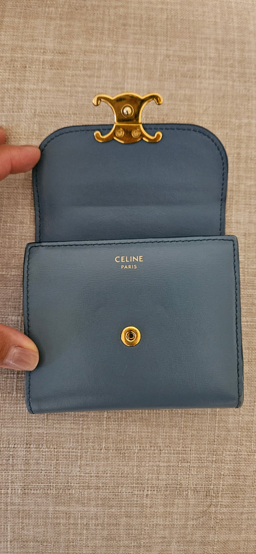 Celine Leather Trifold Mini Wallet