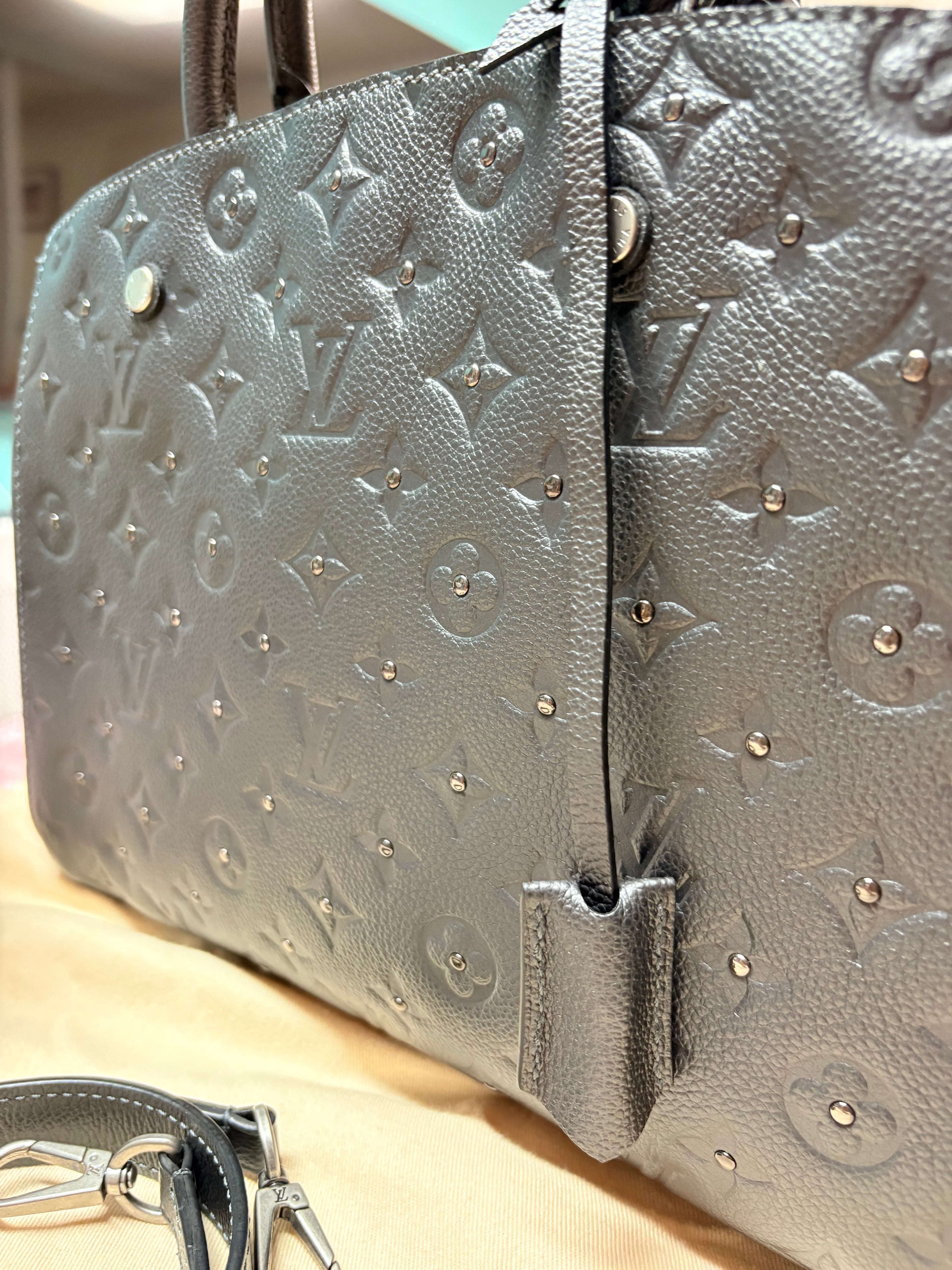 Authentic Louis Vuitton Monogram Empreinte Montaigne MM Black Leather Satchel | Preloved Luxury Designer Handbag