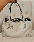 Gucci Guccissima Abbey Tote Bag Ivory Leather GG Monogram Shoulder Bag