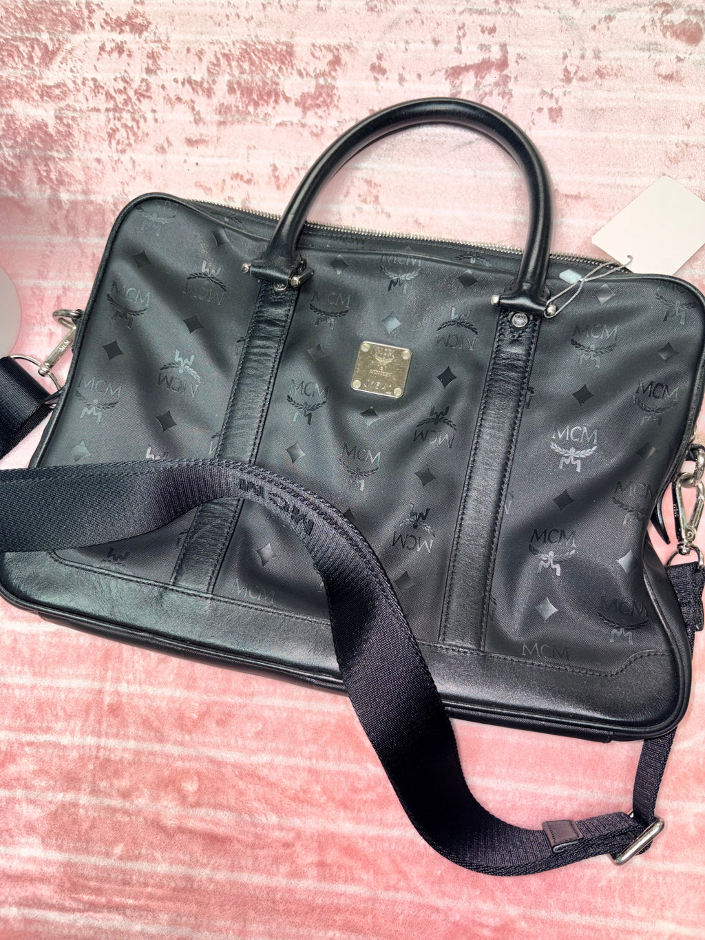 Authentic MCM Black Visetos Top Handle Satchel Bag | Preloved Luxury Designer Handbag