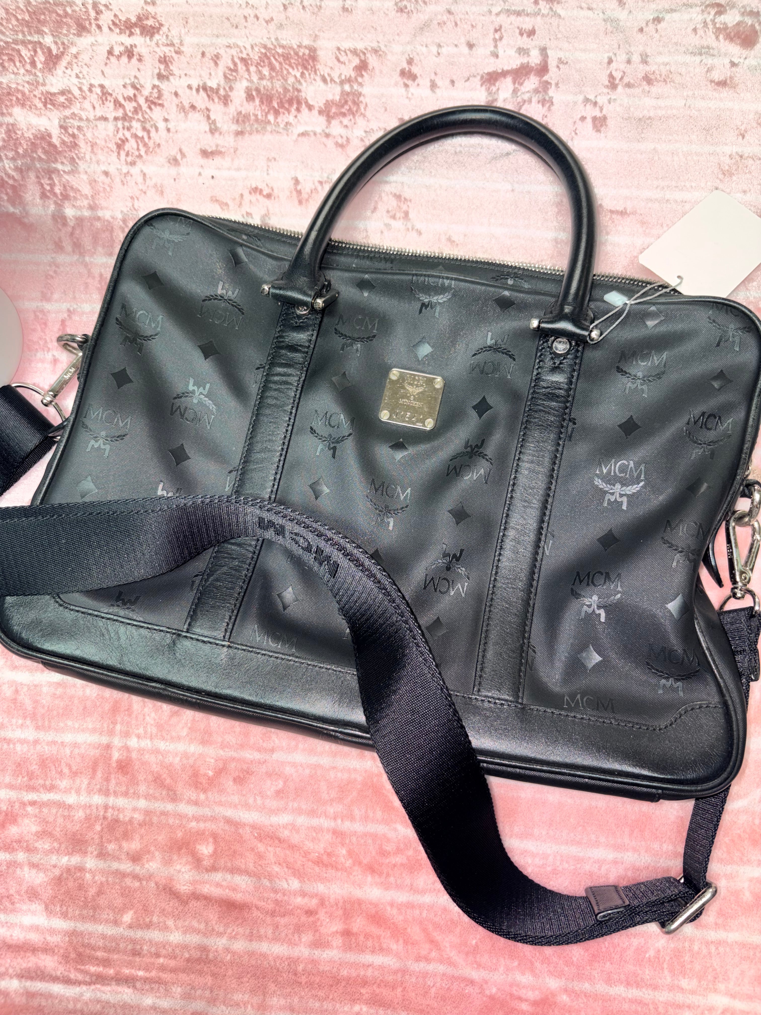 Authentic MCM Black Visetos Top Handle Satchel Bag | Preloved Luxury Designer Handbag