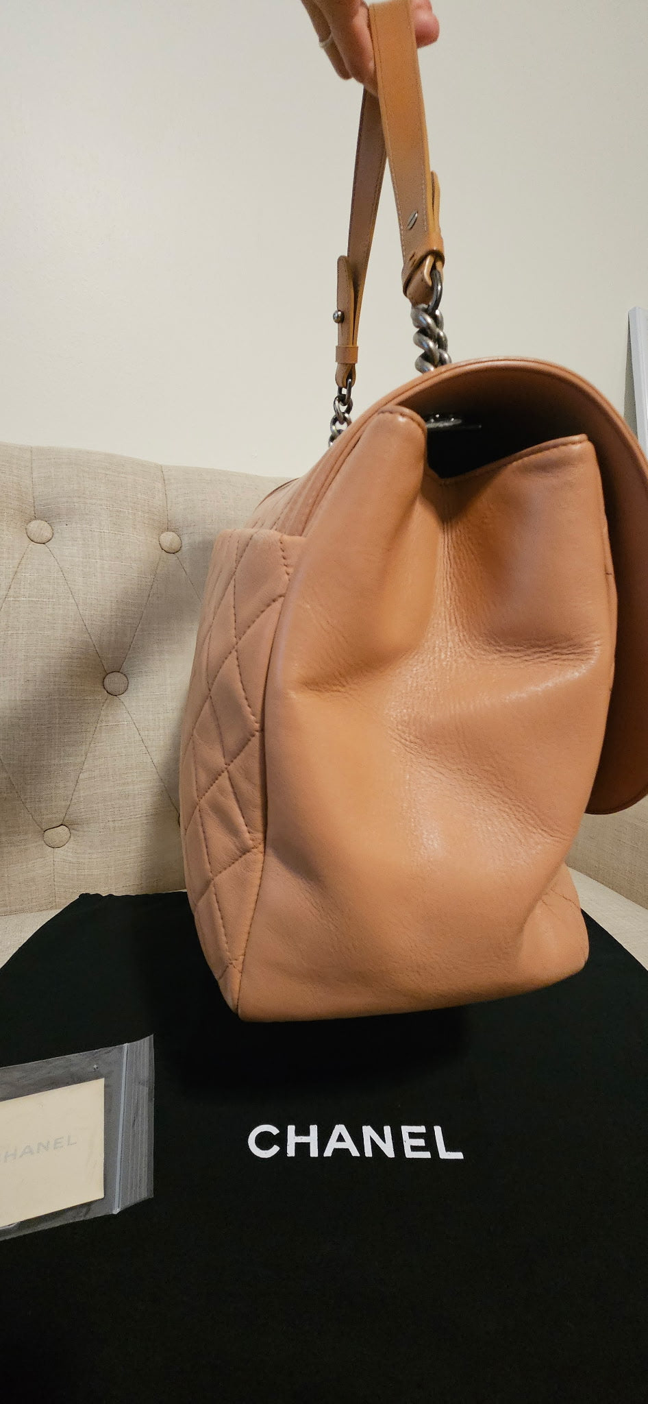 Authentic Chanel Boy Bag Beige Quilted Leather | Preloved Luxury Designer Handbag