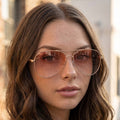Metal Frame Aviator Gradient Lens Sunglasses: ASSORTED