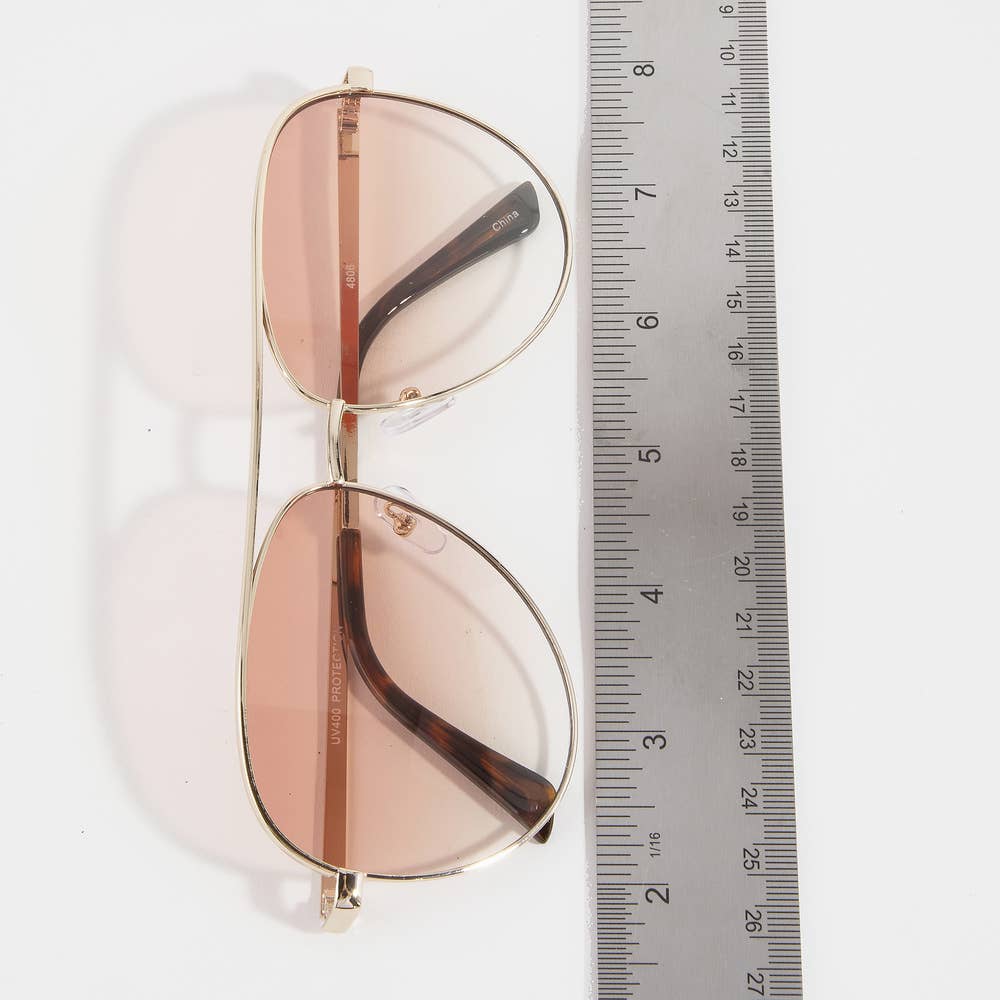 Metal Frame Aviator Gradient Lens Sunglasses: ASSORTED