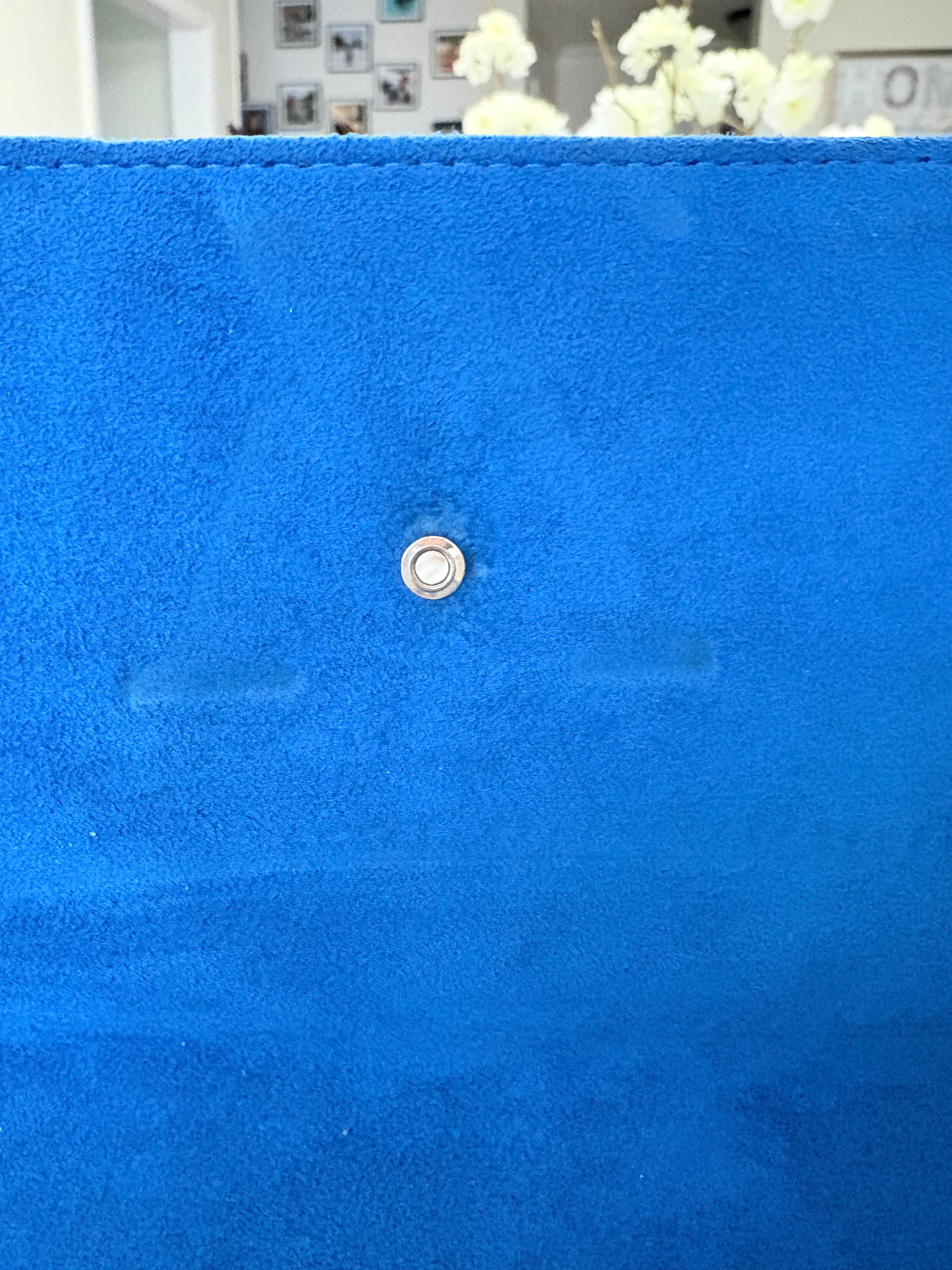 Louise Vuitton Blue Leather Small Bag with Metal Strap