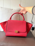 Celine Trapeze in Red Leather and Suede Shoulder Bag