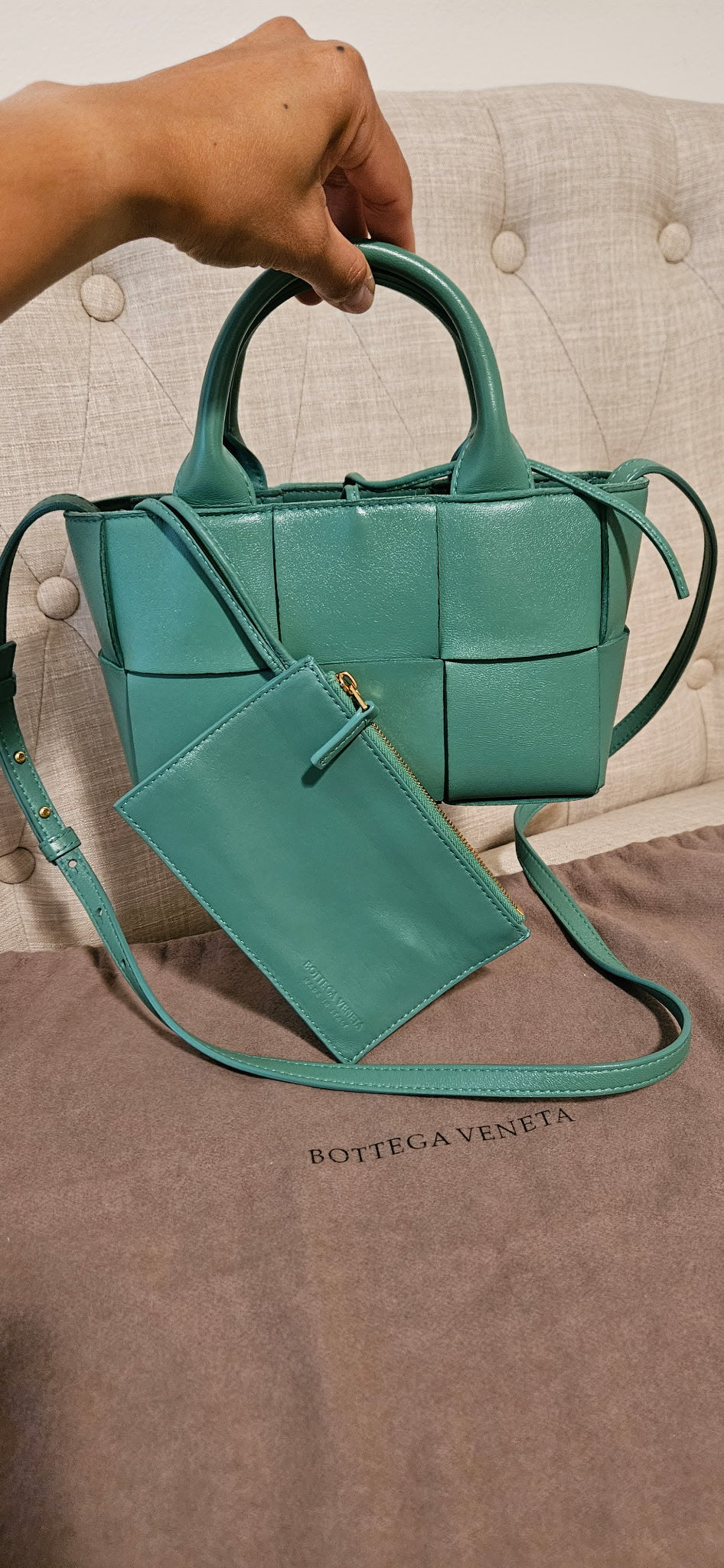 Authentic Bottega Veneta Mini Arco Tote Green Leather – Preloved Designer Bag