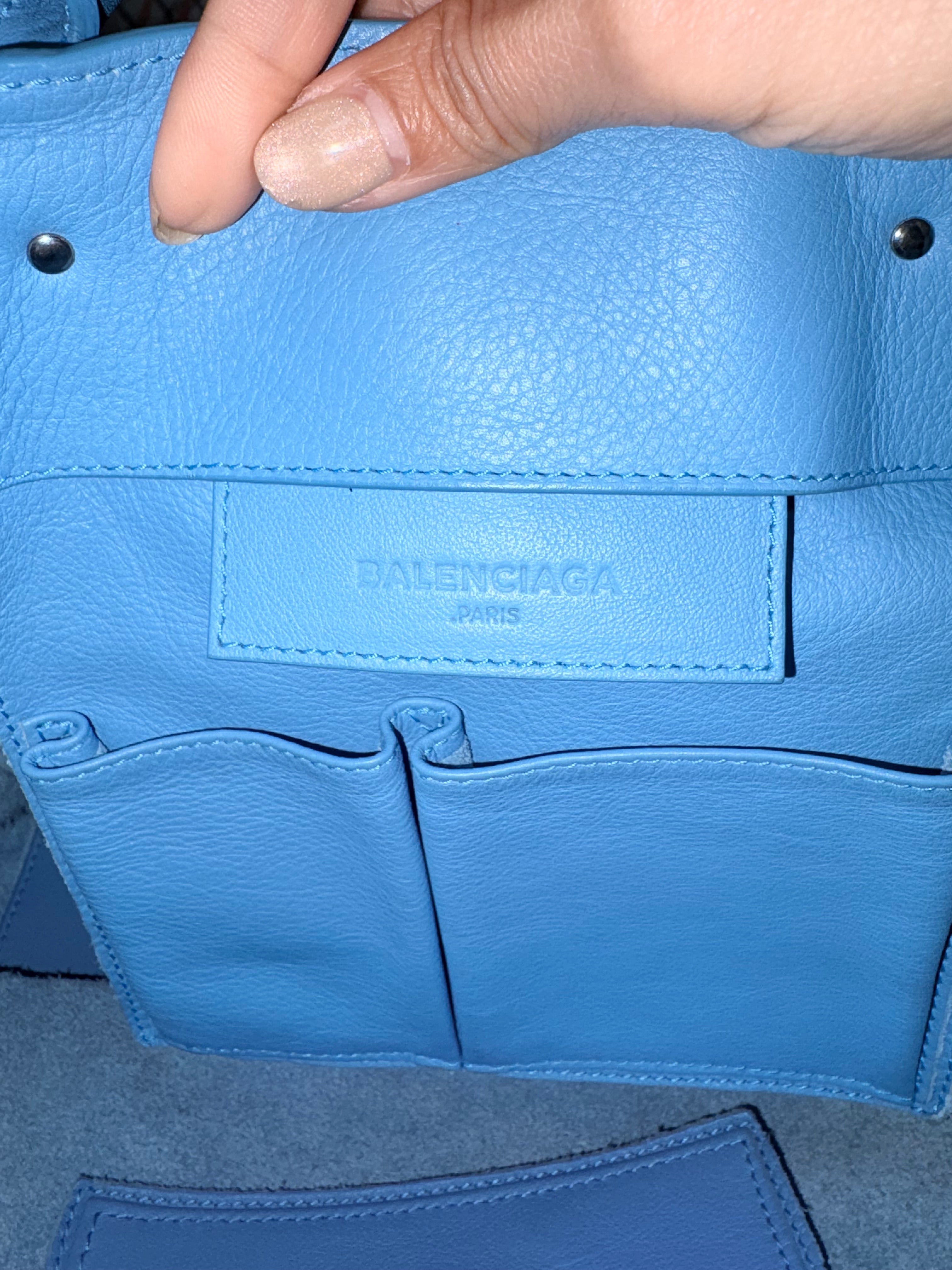 Authentic Balenciaga Papier A4 Zip Around Tote Bag in Baby Blue Leather – Pre-Loved Balenciaga Handbag
