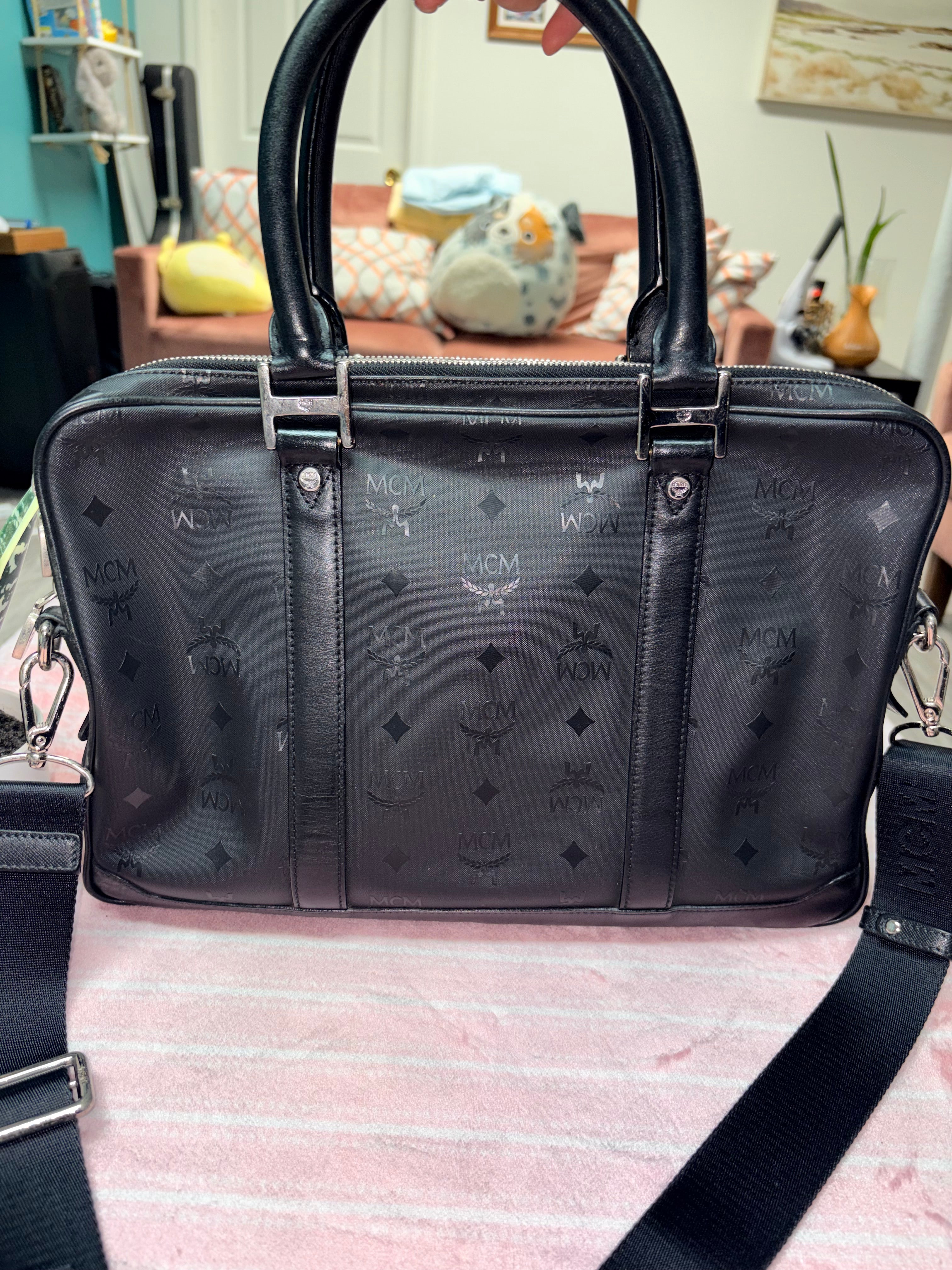 Authentic MCM Black Visetos Top Handle Satchel Bag | Preloved Luxury Designer Handbag