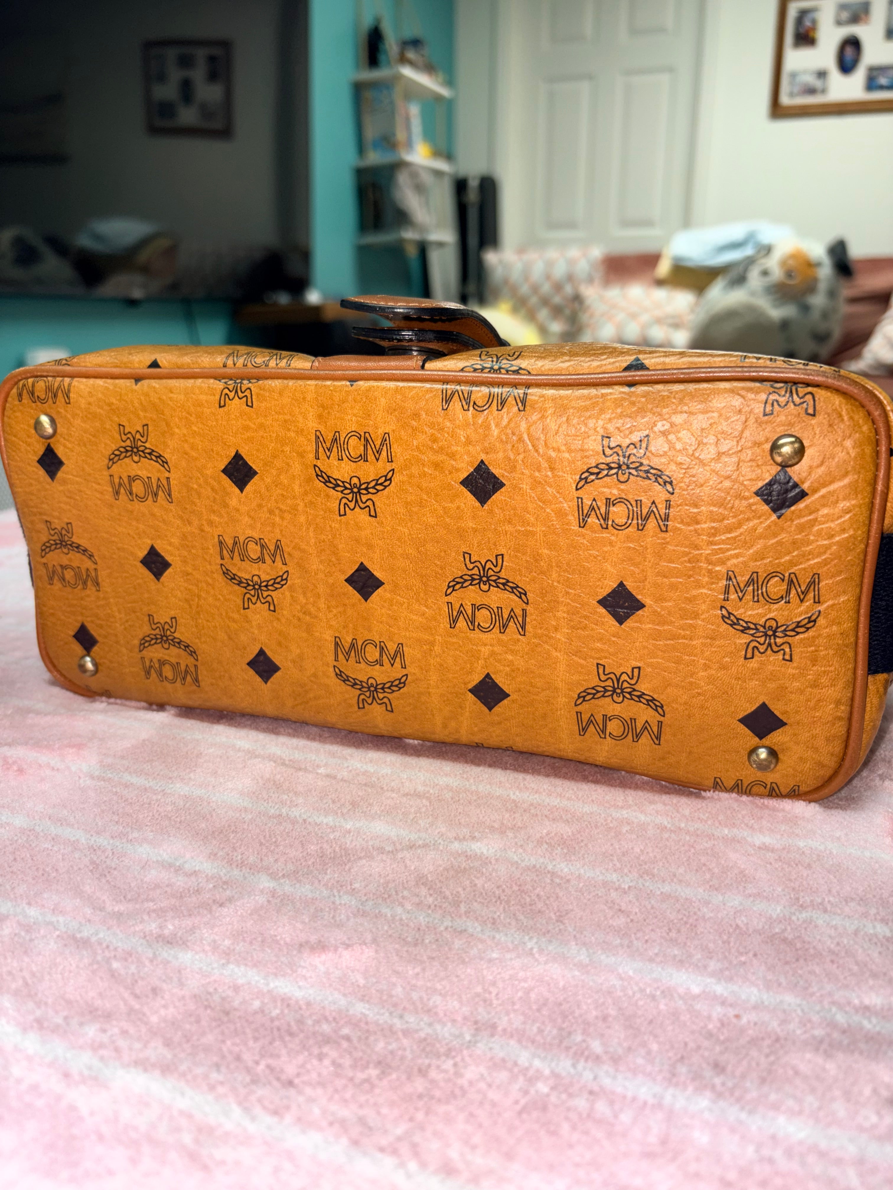 Authentic MCM Visetos Shoulder Bag Cognac Brown | Preloved Designer Handbag