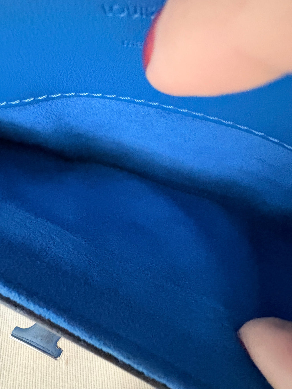 Louise Vuitton Blue Leather Small Bag with Metal Strap