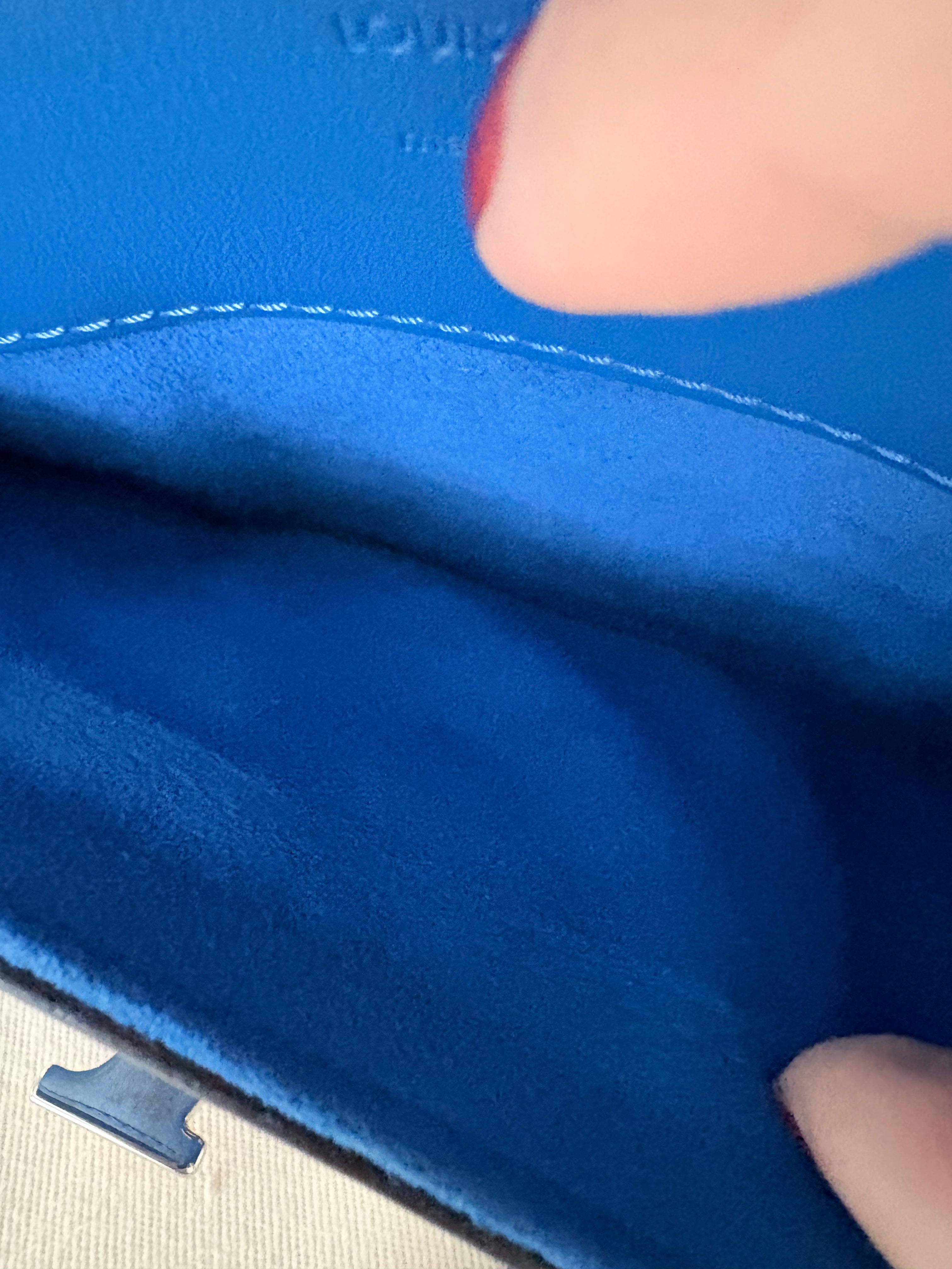 Louise Vuitton Blue Leather Small Bag with Metal Strap