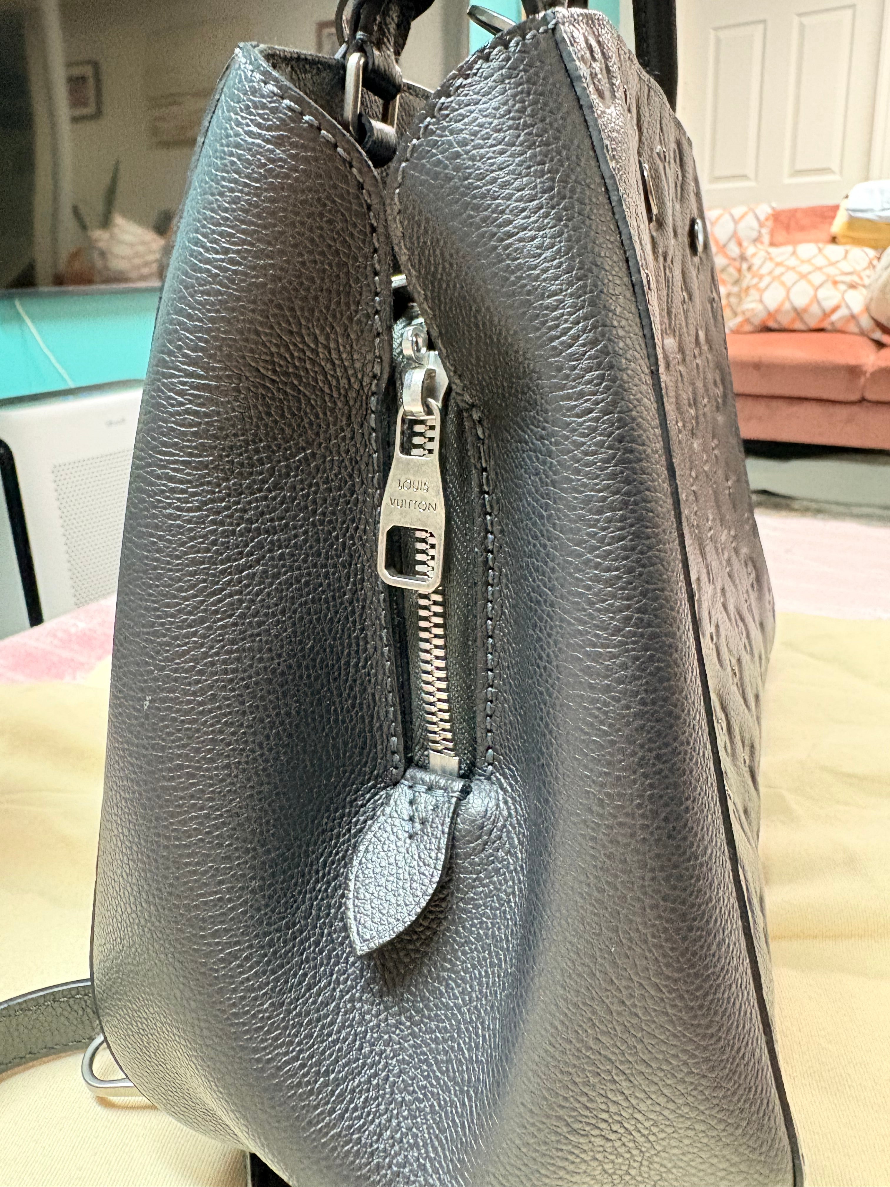 Authentic Louis Vuitton Monogram Empreinte Montaigne MM Black Leather Satchel | Preloved Luxury Designer Handbag