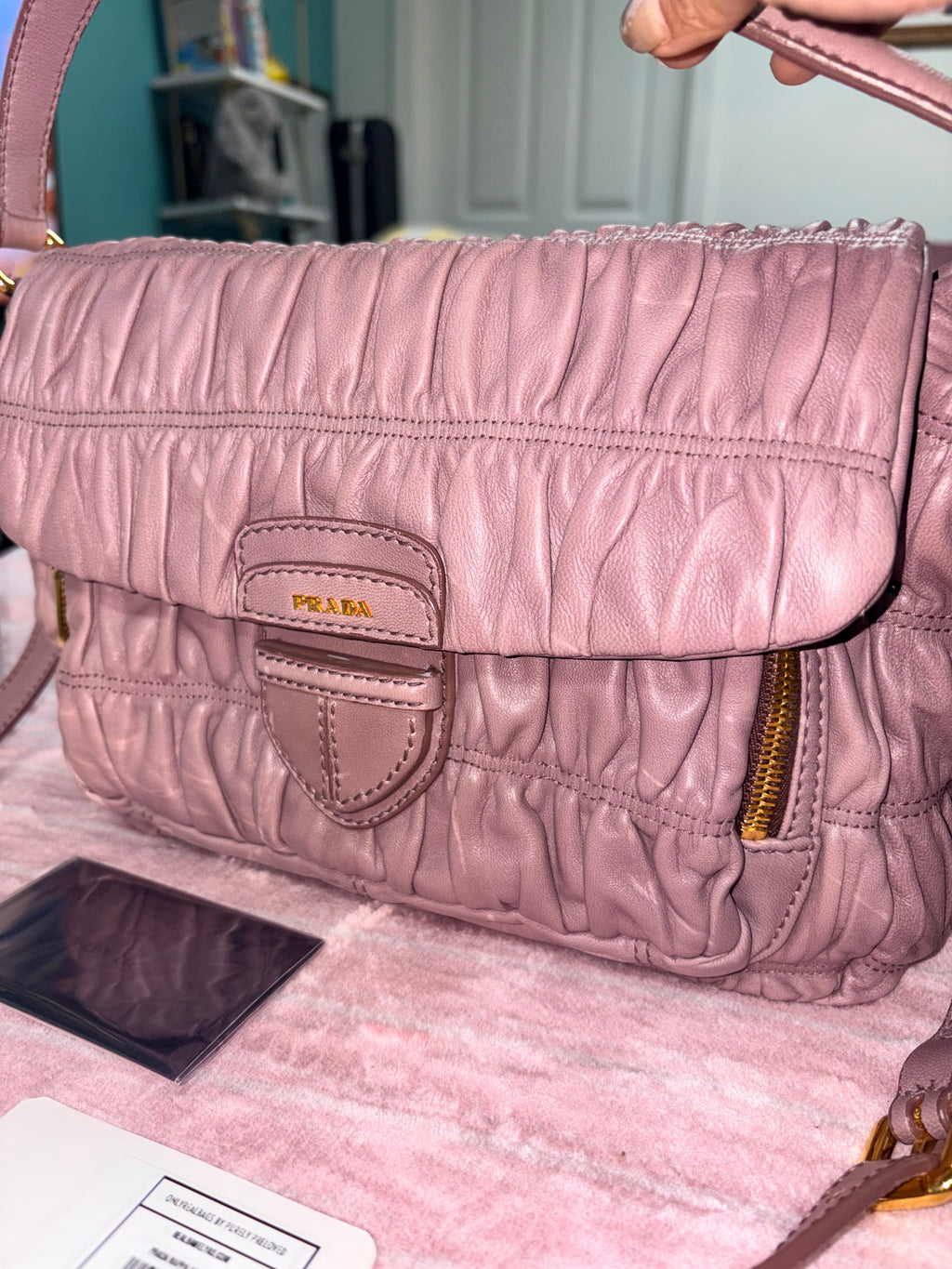 Prada Gauffre Tote Bag w/ Sling and Authentication Card