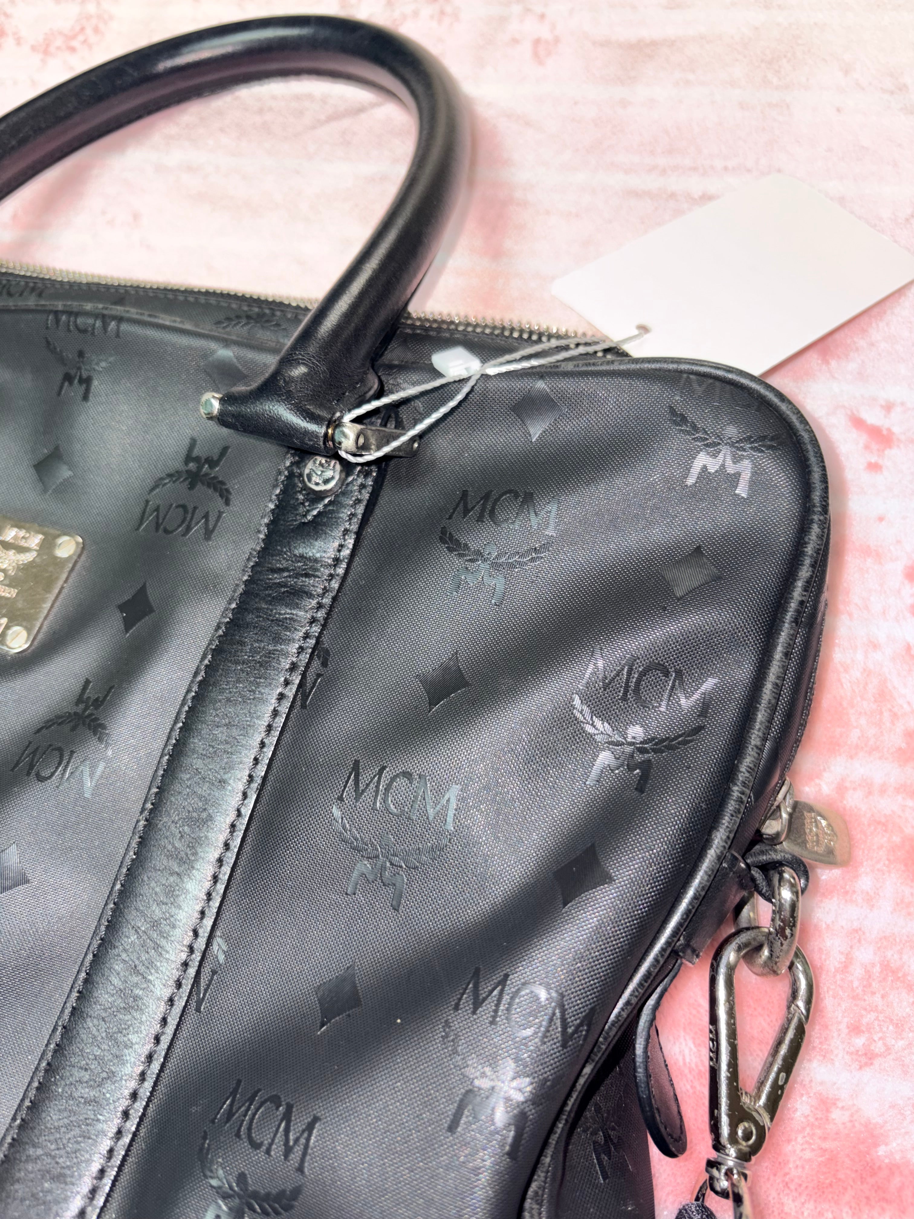 Authentic MCM Black Visetos Top Handle Satchel Bag | Preloved Luxury Designer Handbag