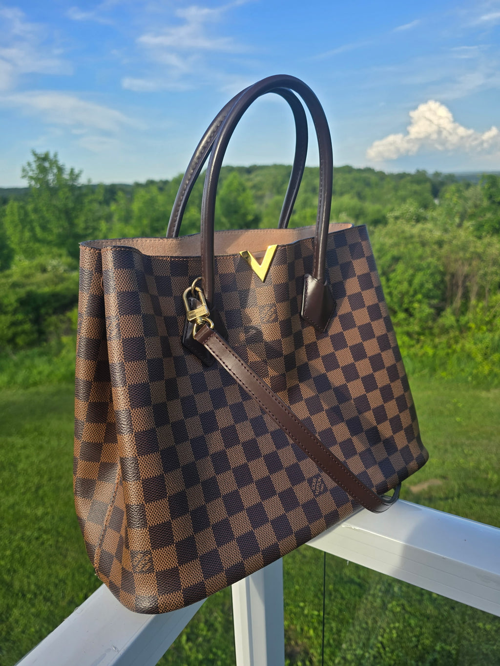 Authentic Louis Vuitton Ebene Tote Bag with Crossover/Shoulder bag Sling