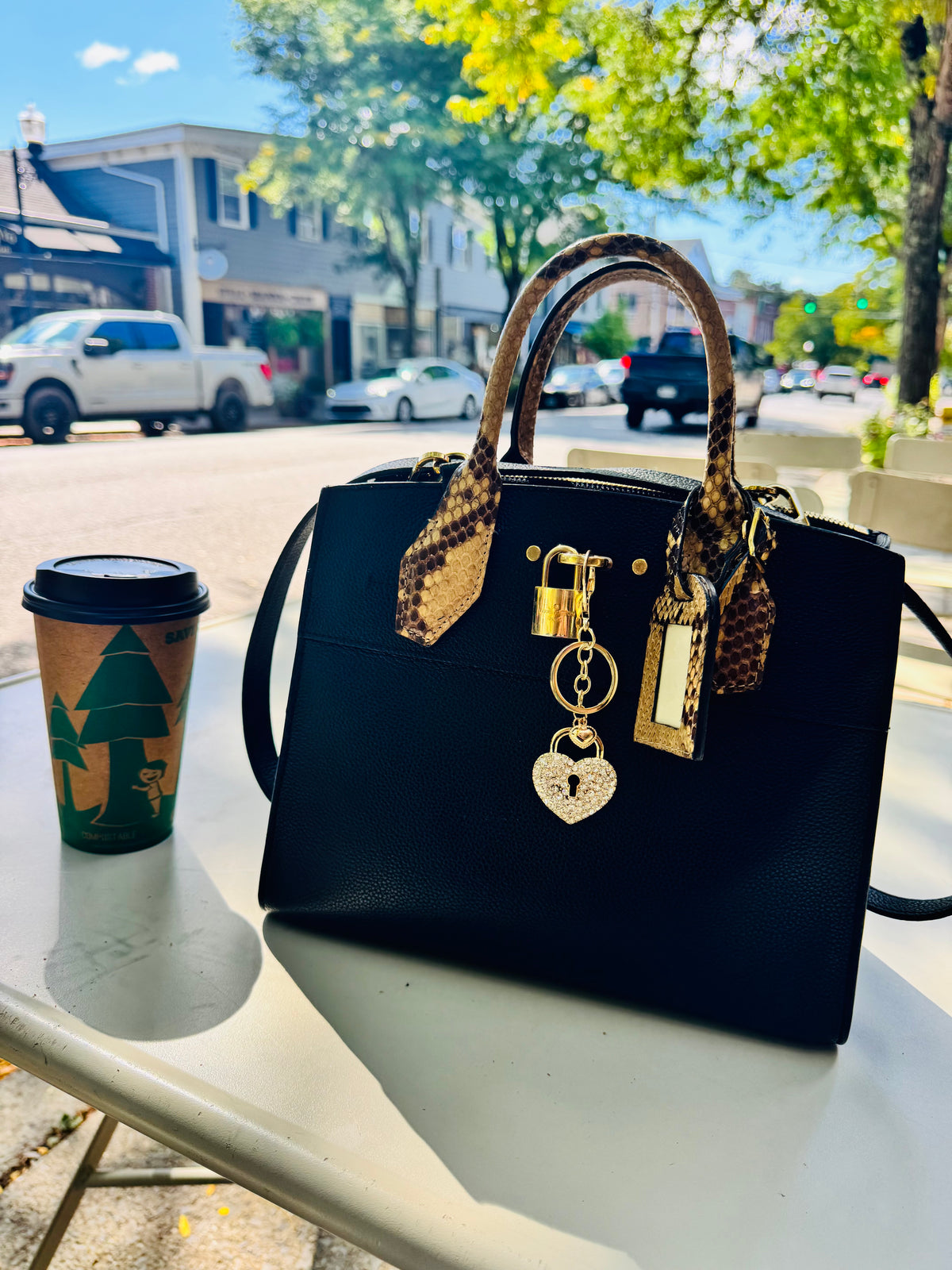 Louis Vuitton City Steamer in Black Taurillon Leather with Python/Snakeskin