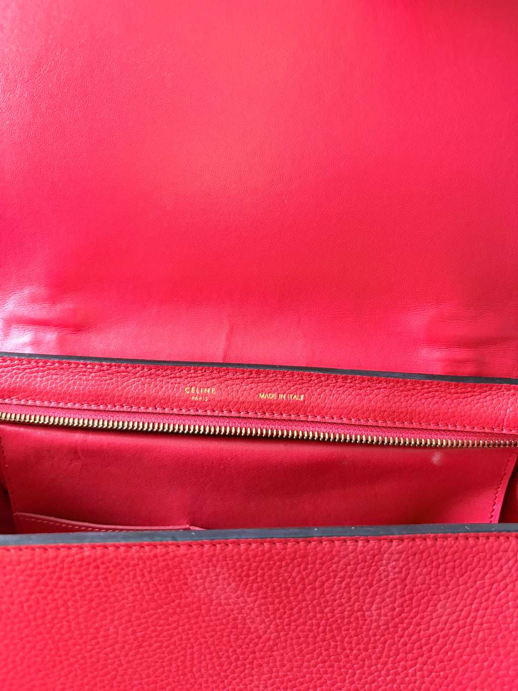Celine Trapeze in Red Leather and Suede Shoulder Bag