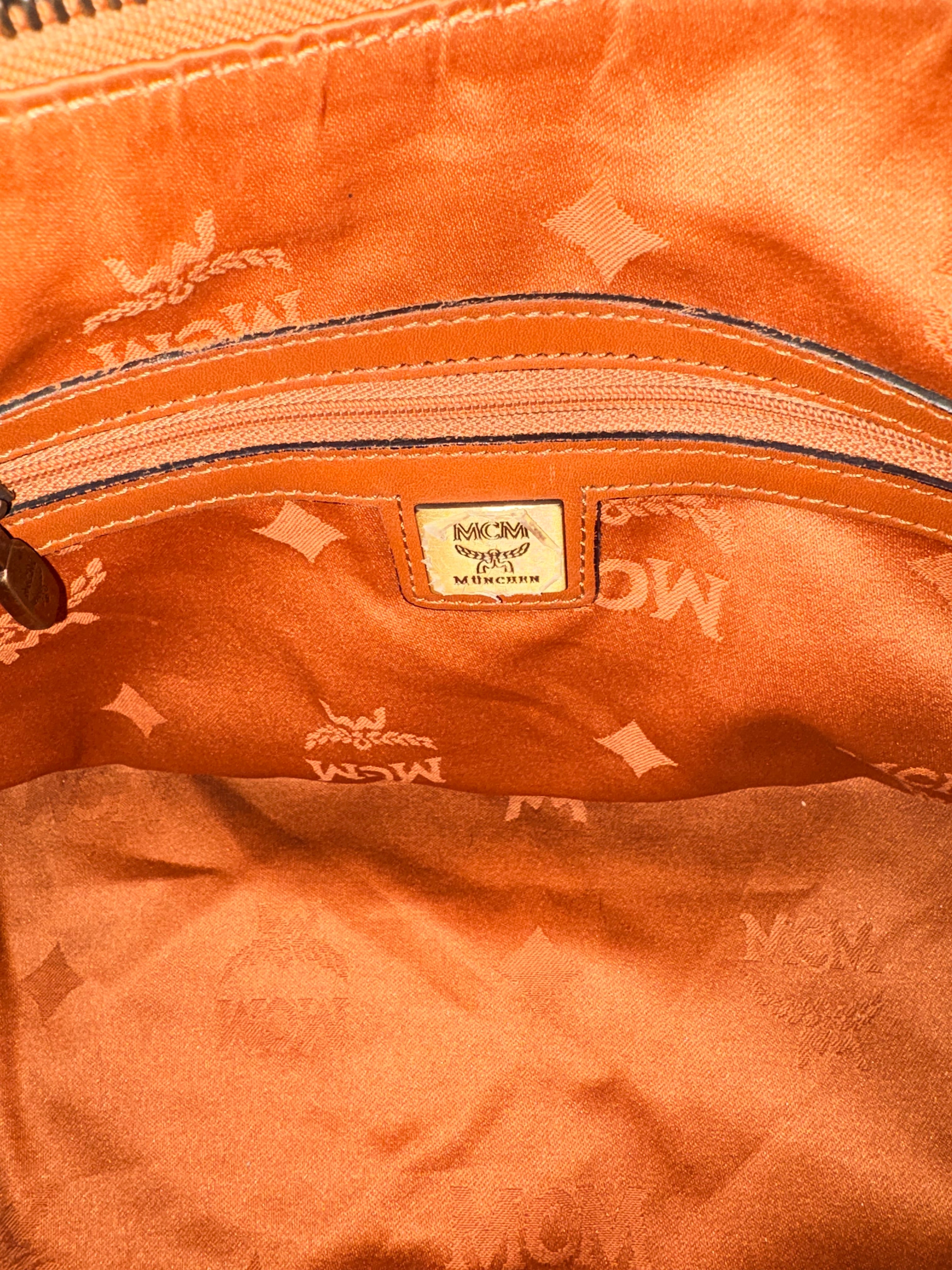 Authentic MCM Visetos Shoulder Bag Cognac Brown | Preloved Designer Handbag