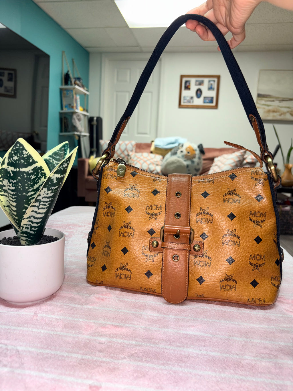 Authentic MCM Visetos Shoulder Bag Cognac Brown | Preloved Designer Handbag