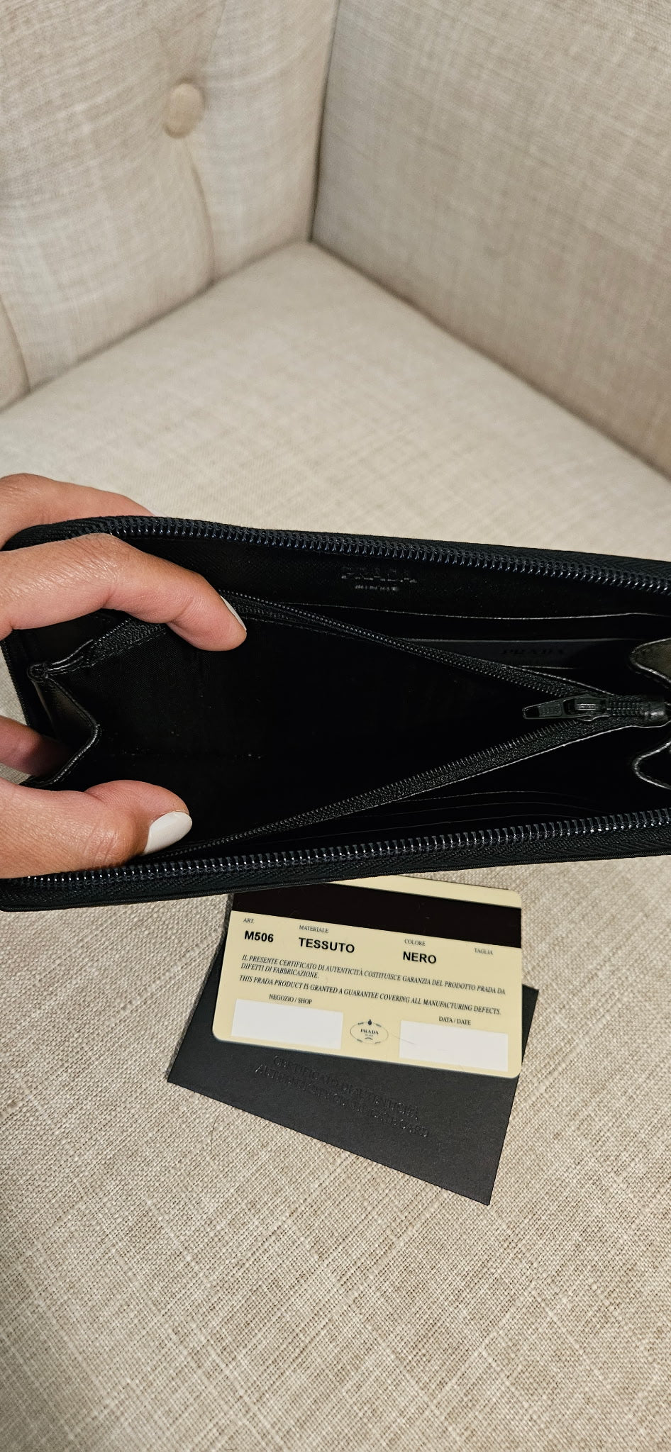 Prada Tessuto Nero Zip Around Wallet Black Nylon Continental Wallet