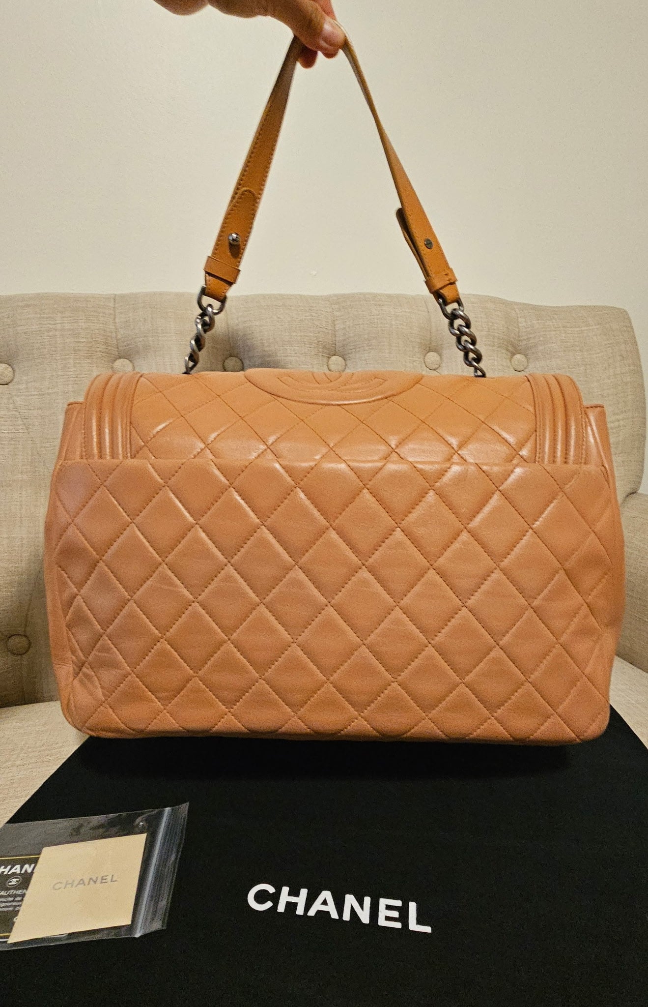 Authentic Chanel Boy Bag Beige Quilted Leather | Preloved Luxury Designer Handbag