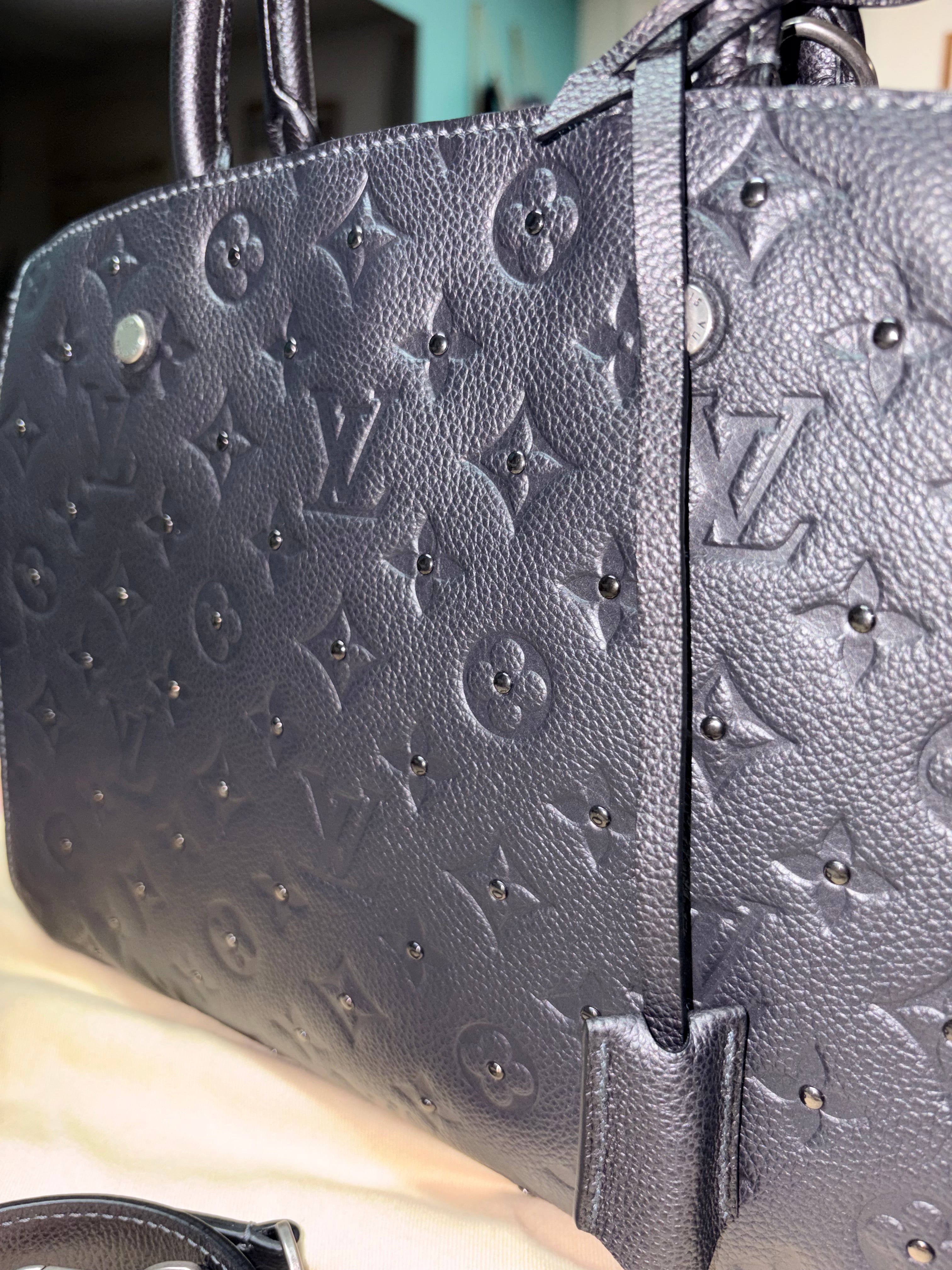 Authentic Louis Vuitton Monogram Empreinte Montaigne MM Black Leather Satchel | Preloved Luxury Designer Handbag