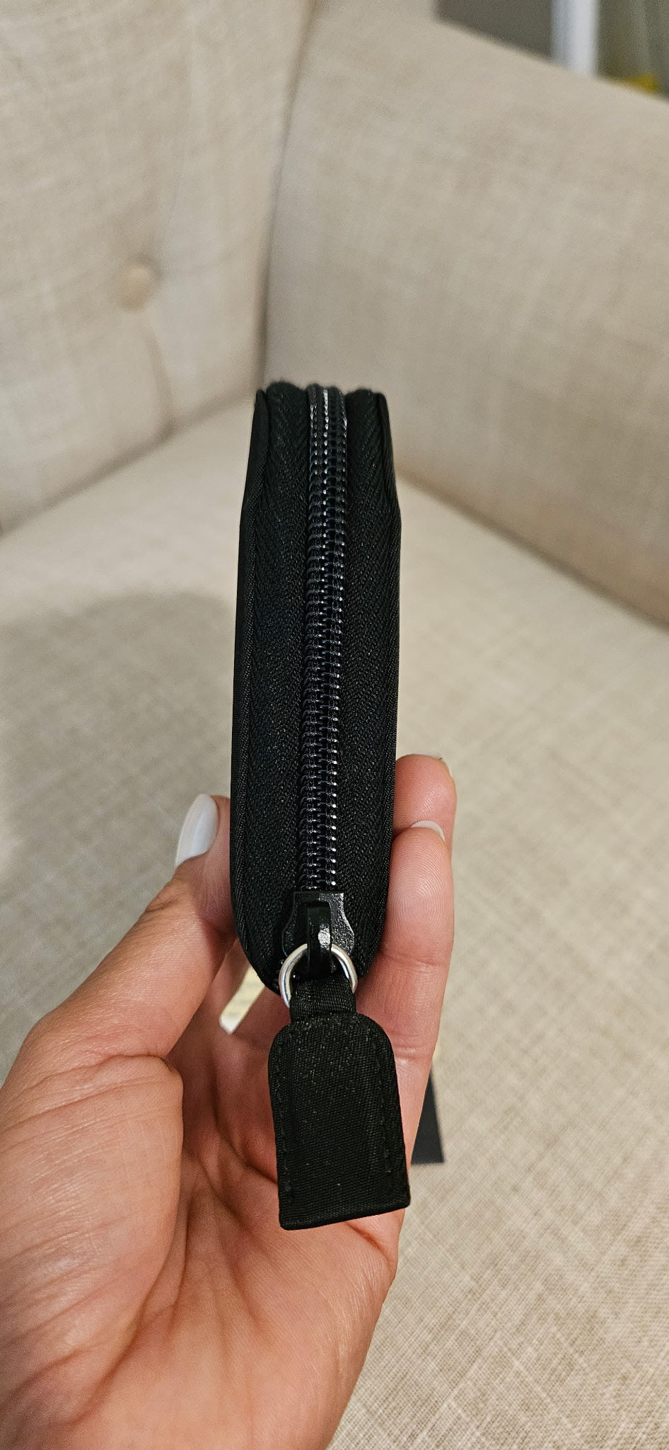 Prada Tessuto Nero Zip Around Wallet Black Nylon Continental Wallet