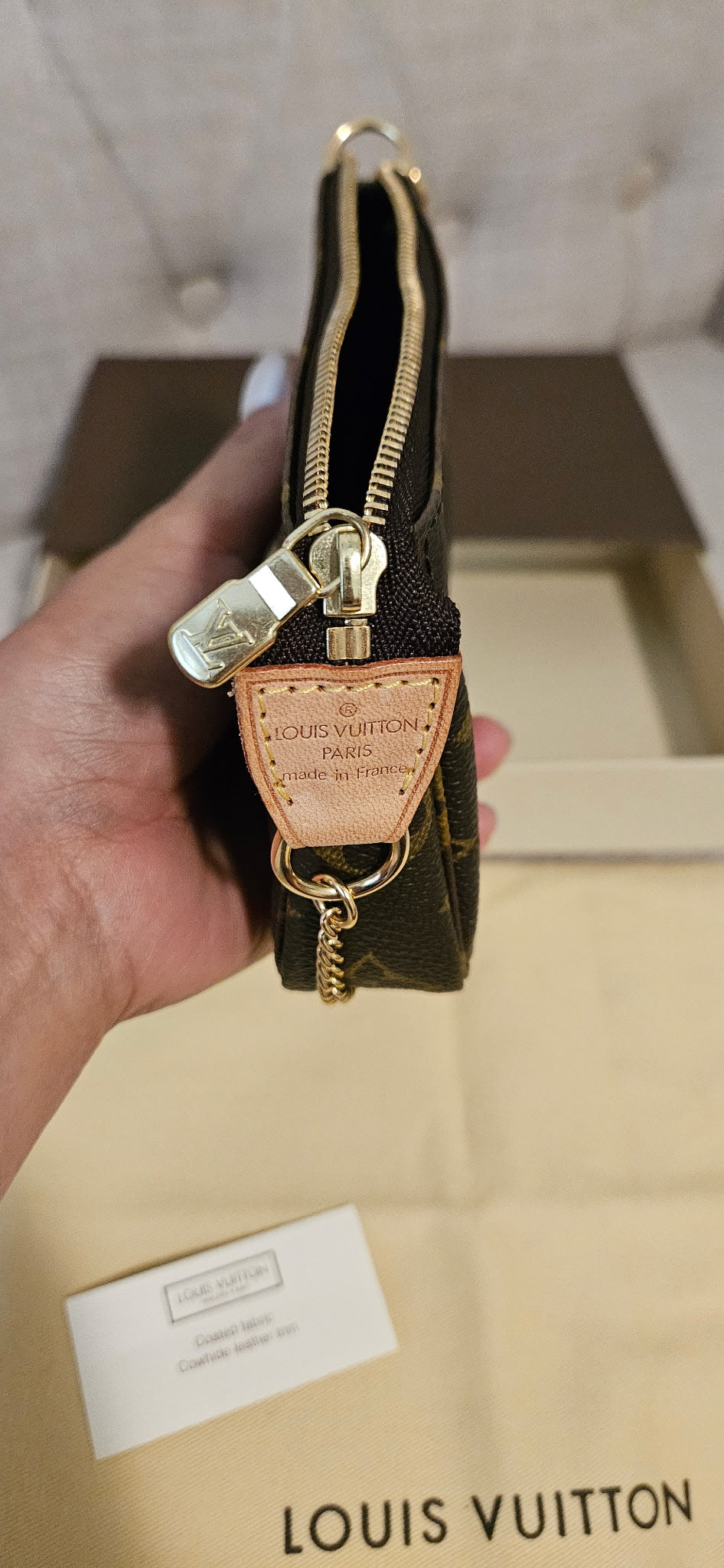 Louis Vuitton Mini Pochette Accessoires Monogram Canvas Gold Chain Pouch