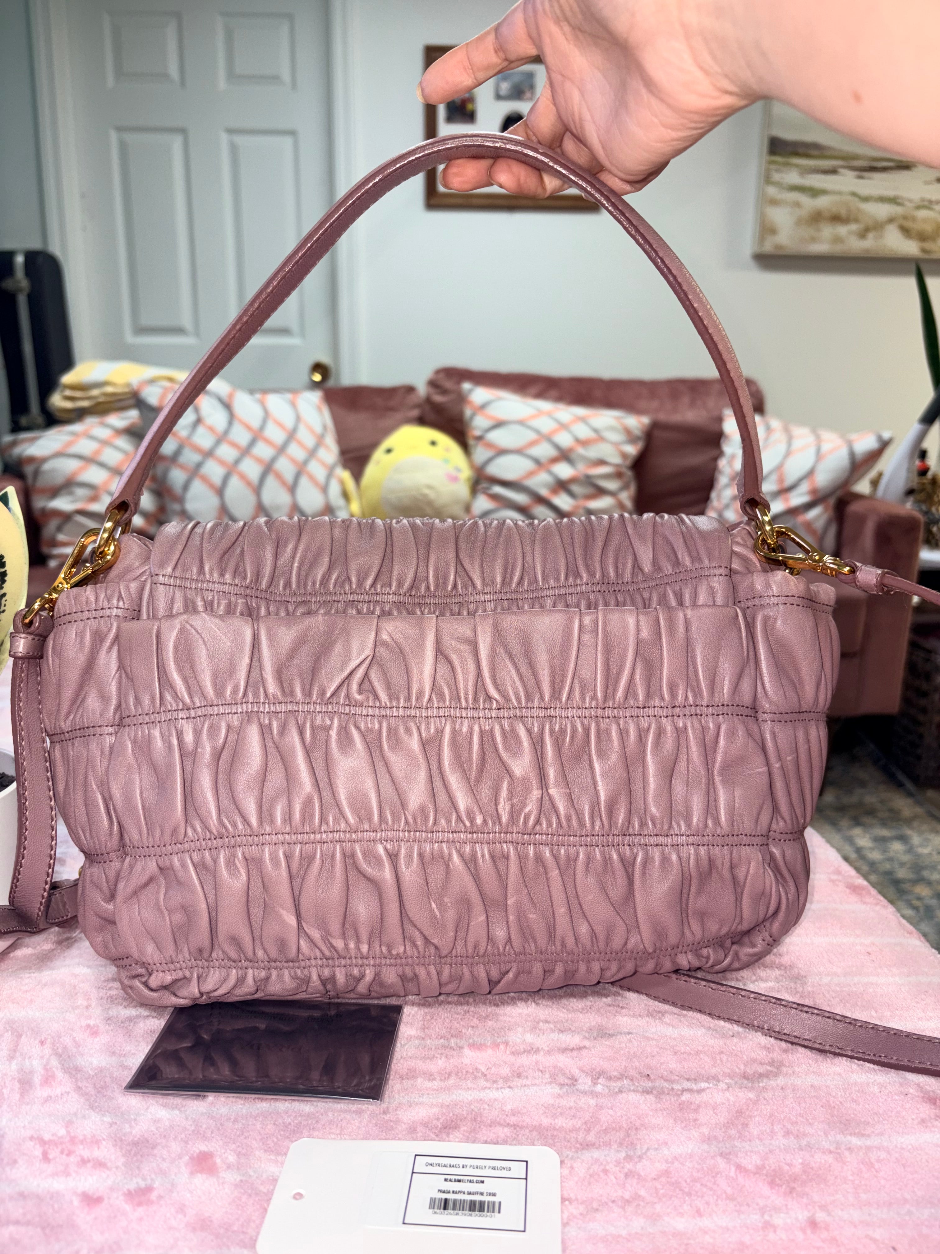 Prada Gauffre Tote Bag w/ Sling and Authentication Card