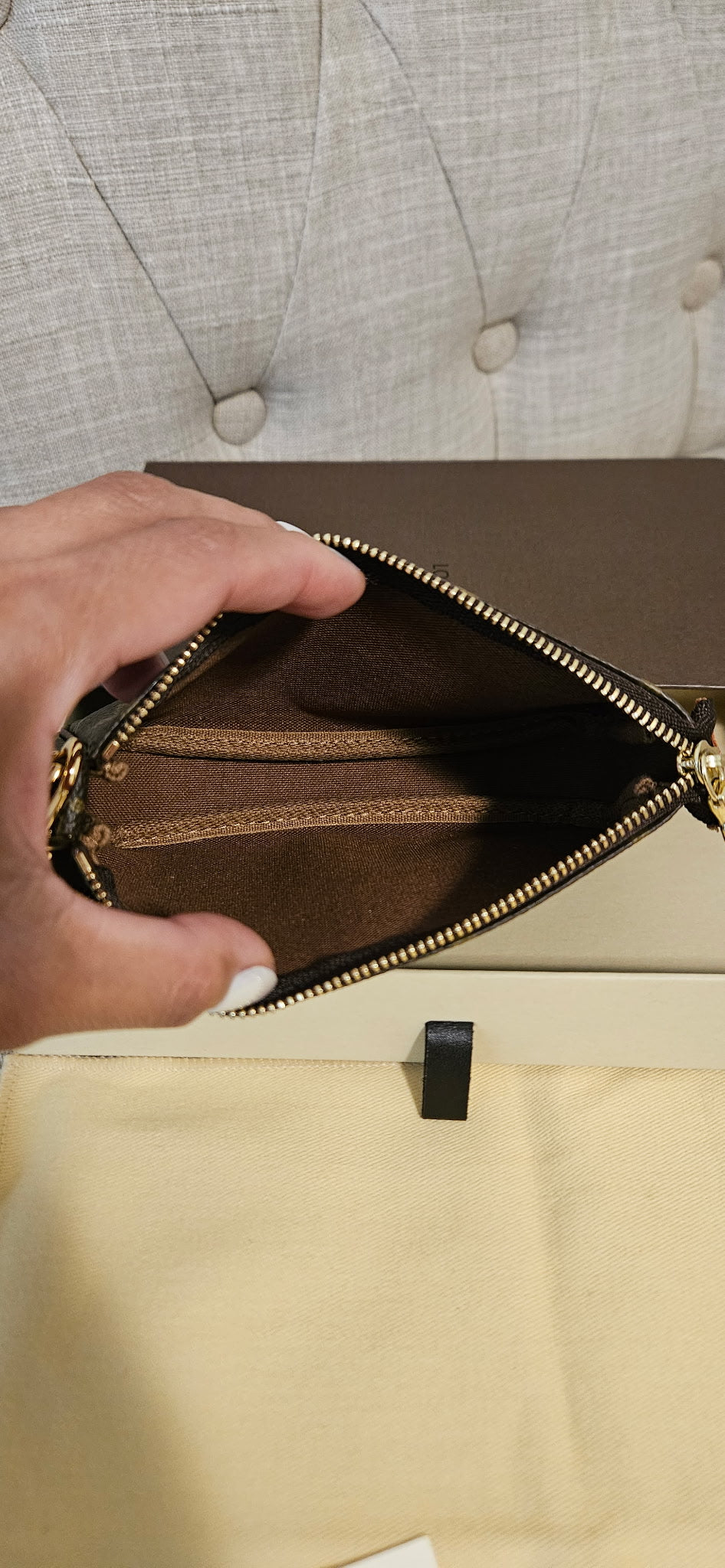 Louis Vuitton Mini Pochette Accessoires Monogram Canvas Gold Chain Pouch