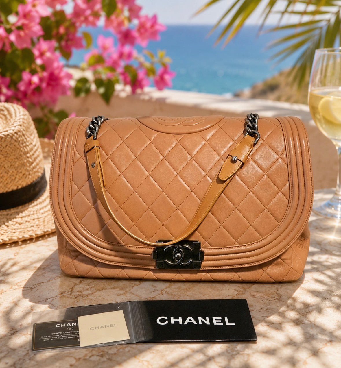 Authentic Chanel Boy Bag Beige Quilted Leather | Preloved Luxury Designer Handbag