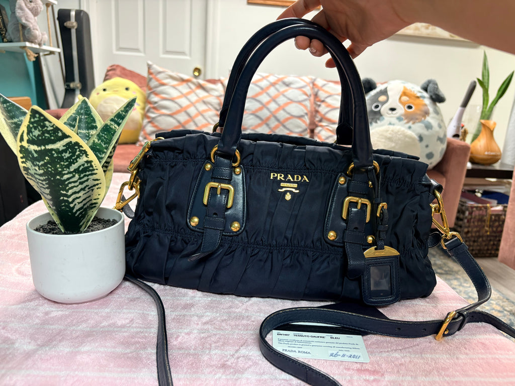Prada Gauffre Satchel Bag with Sling for Crossbody